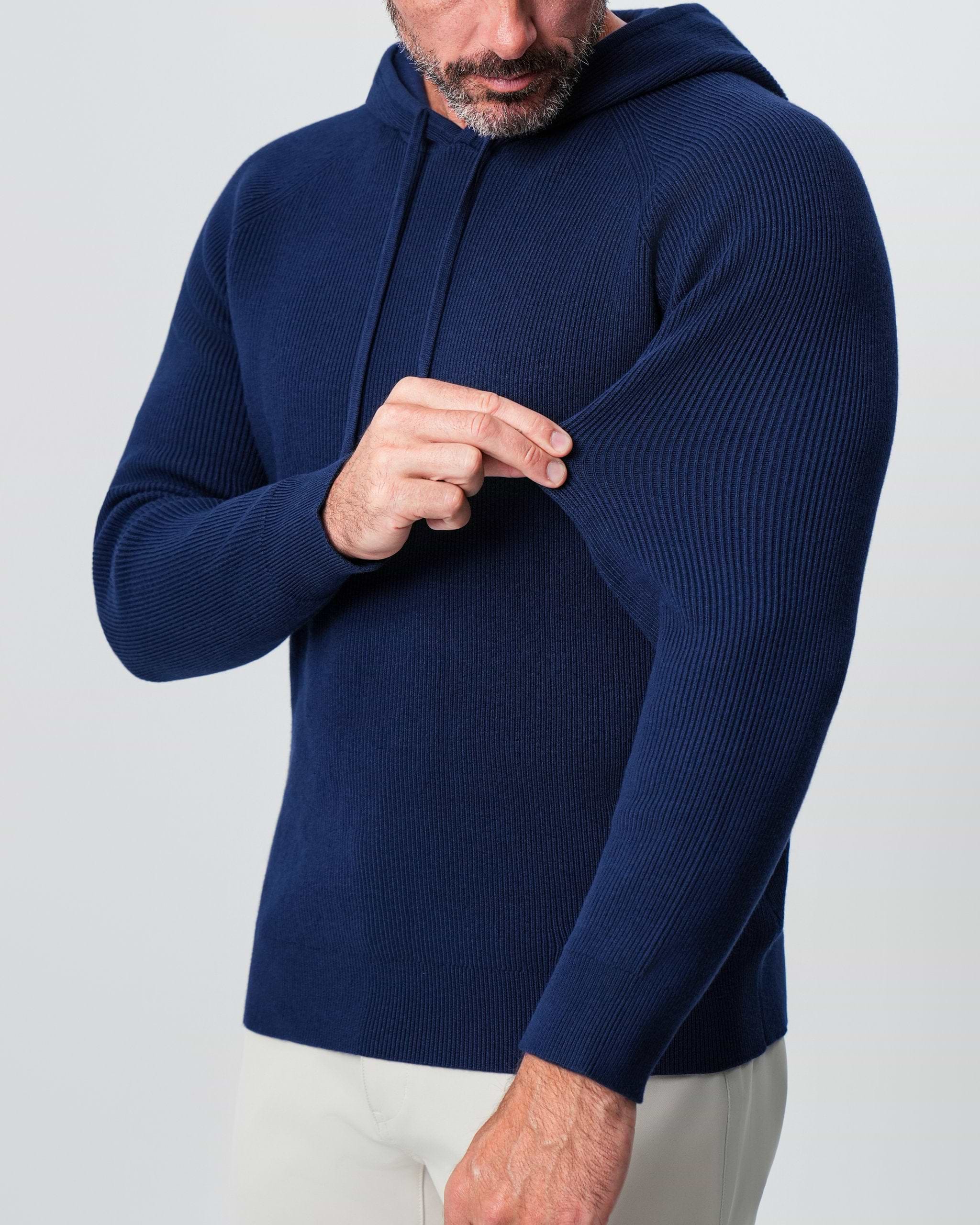 Heavy Knit Hoodie - Deep Navy