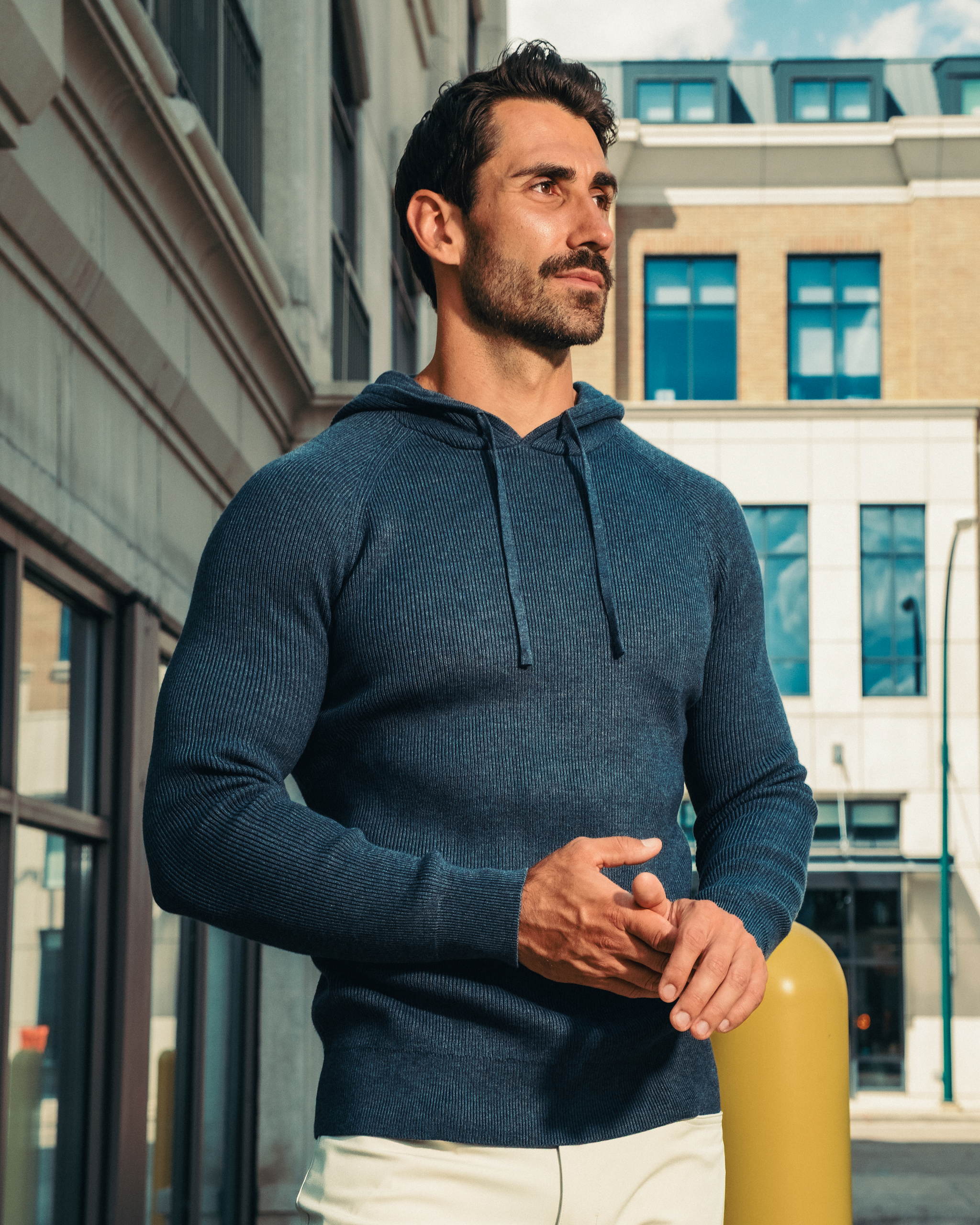 Heavy Knit Hoodie - Navy