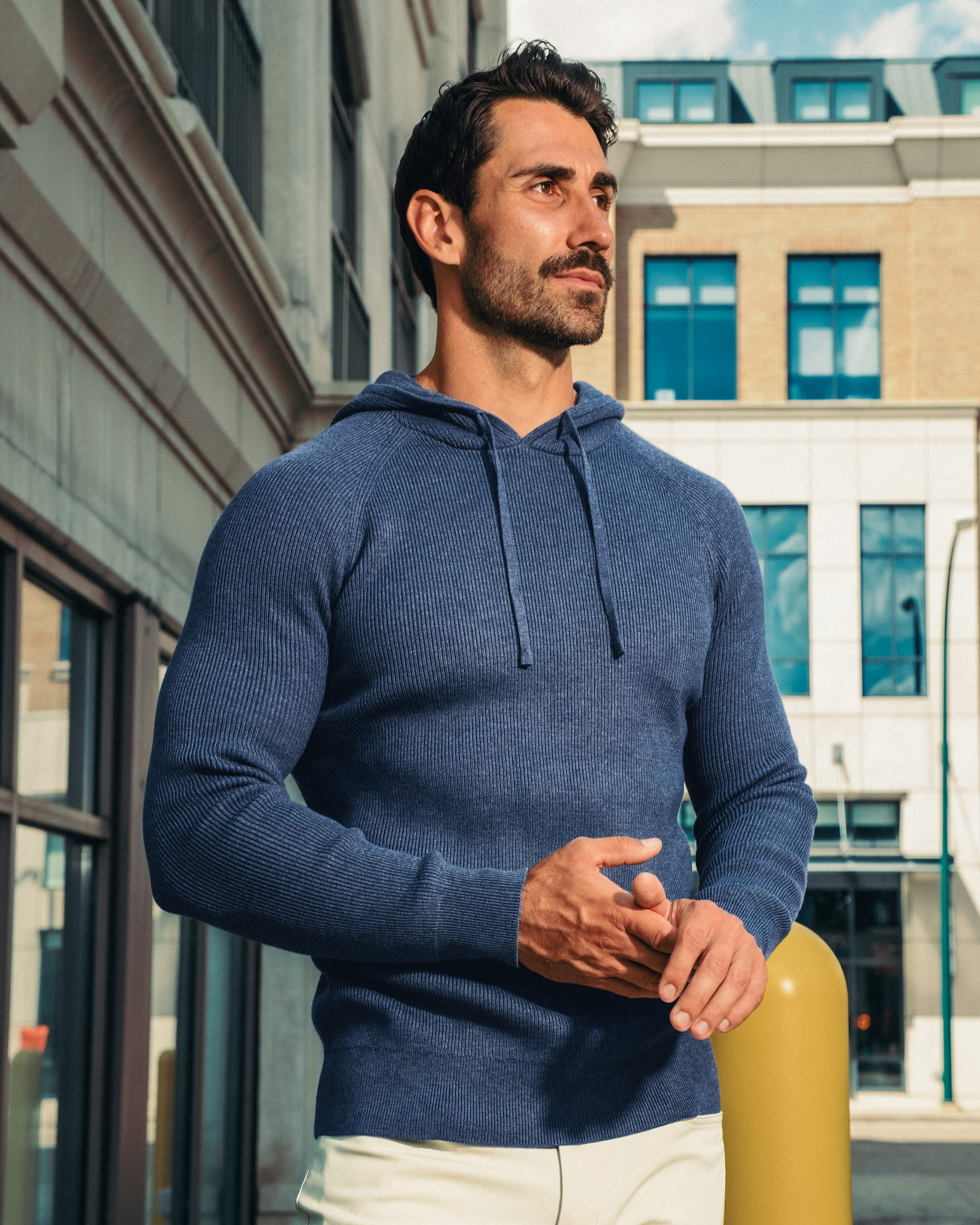 Heavy Knit Hoodie - Navy