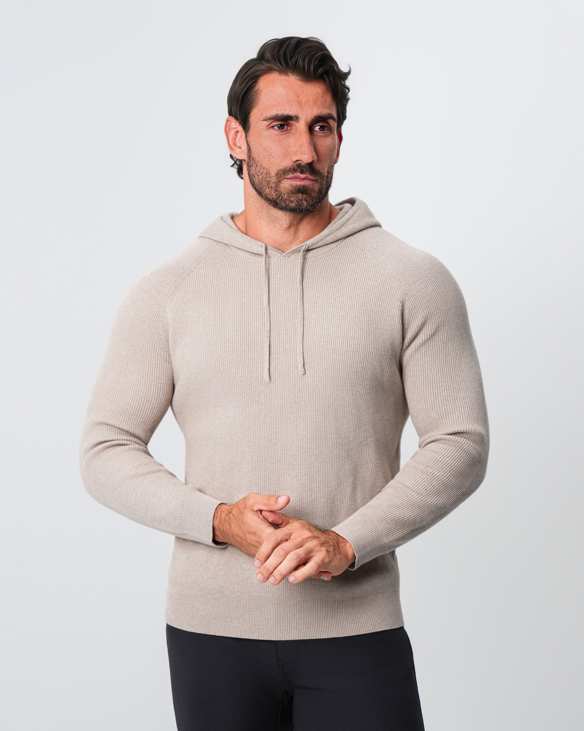 Heavy Knit Hoodie - Tan