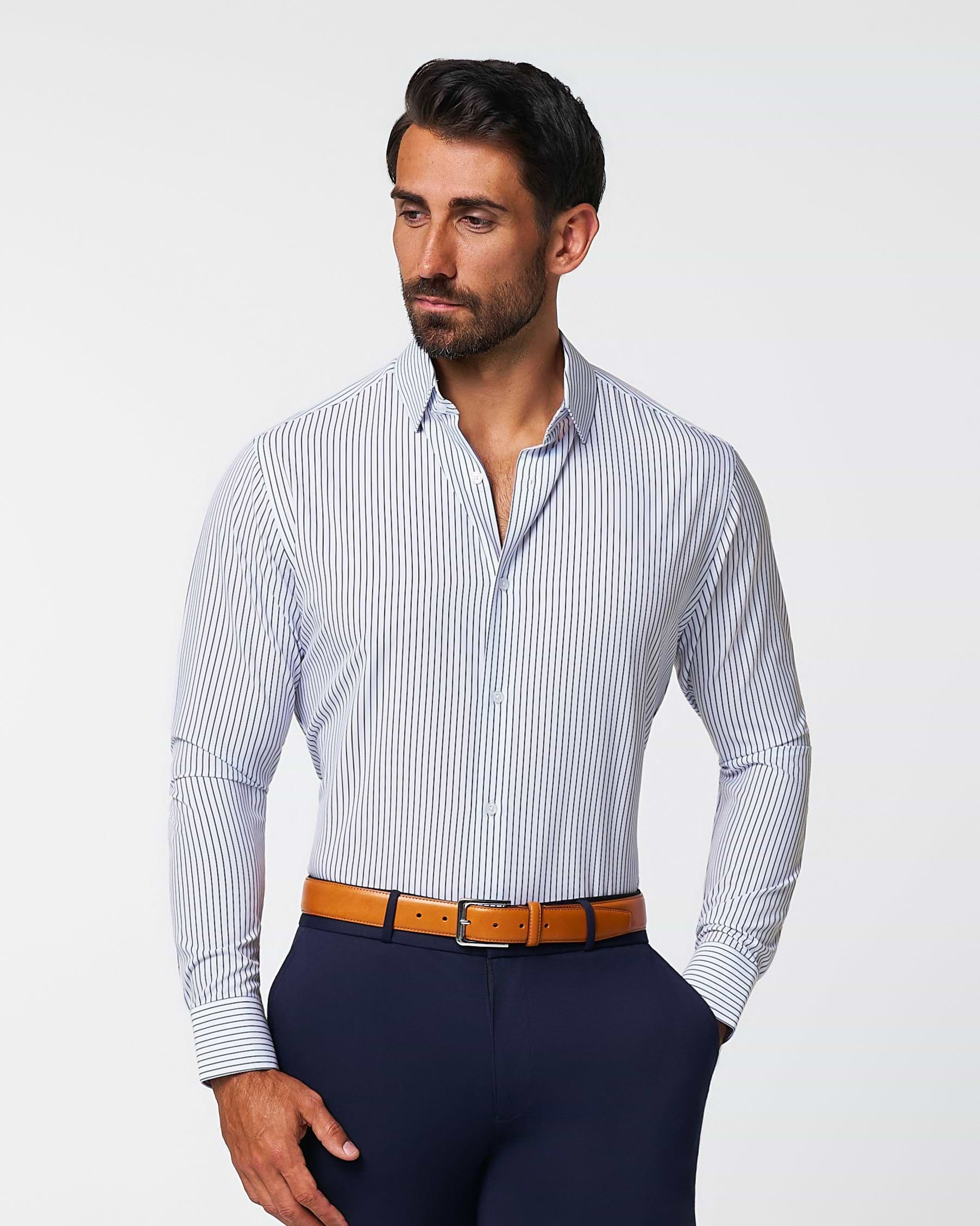 "The Hutton" Navy Pinstripe