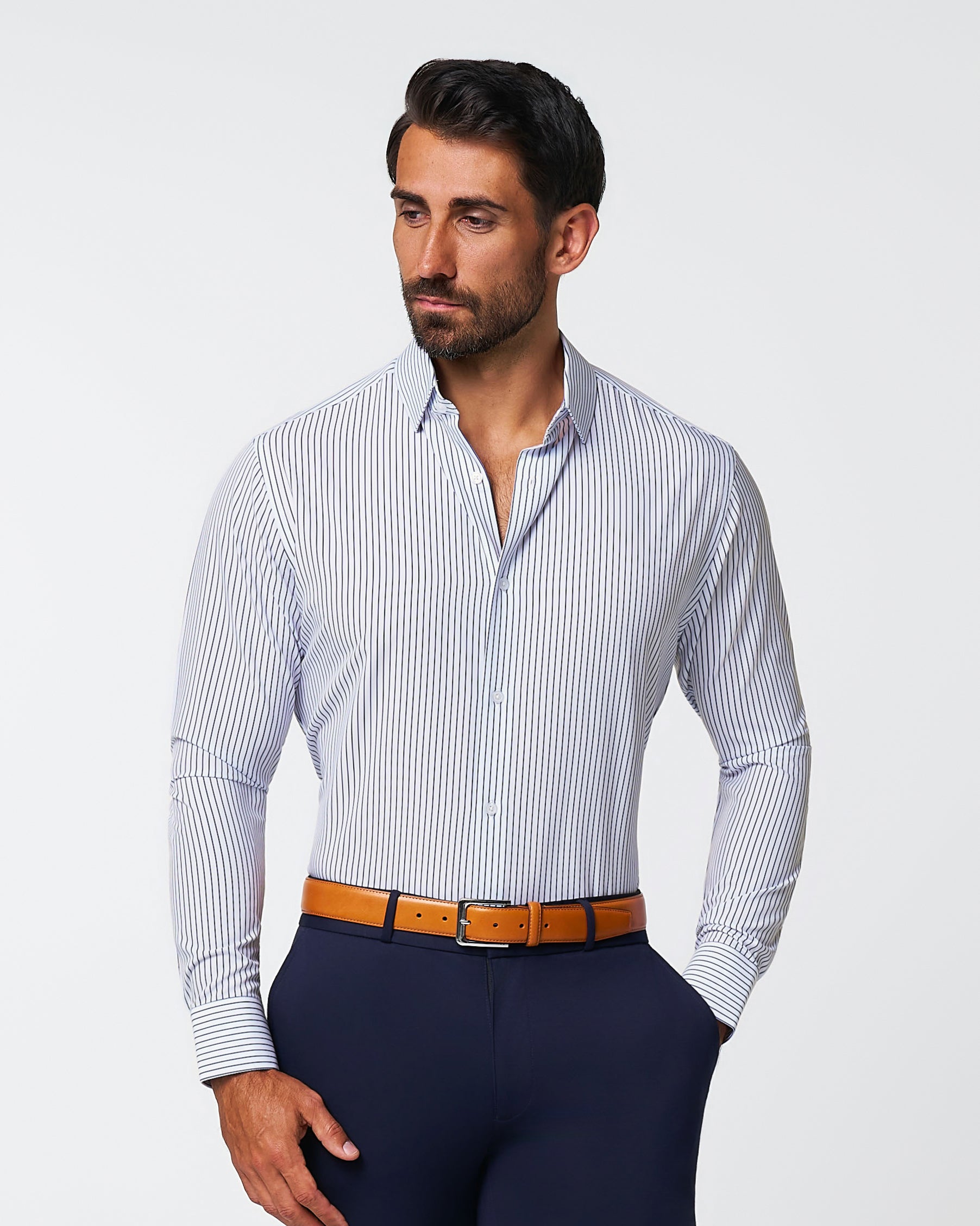 "The Hutton" Navy Pinstripe