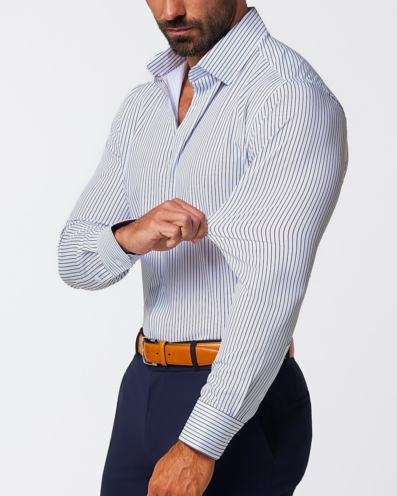 "The Hutton" Navy Pinstripe