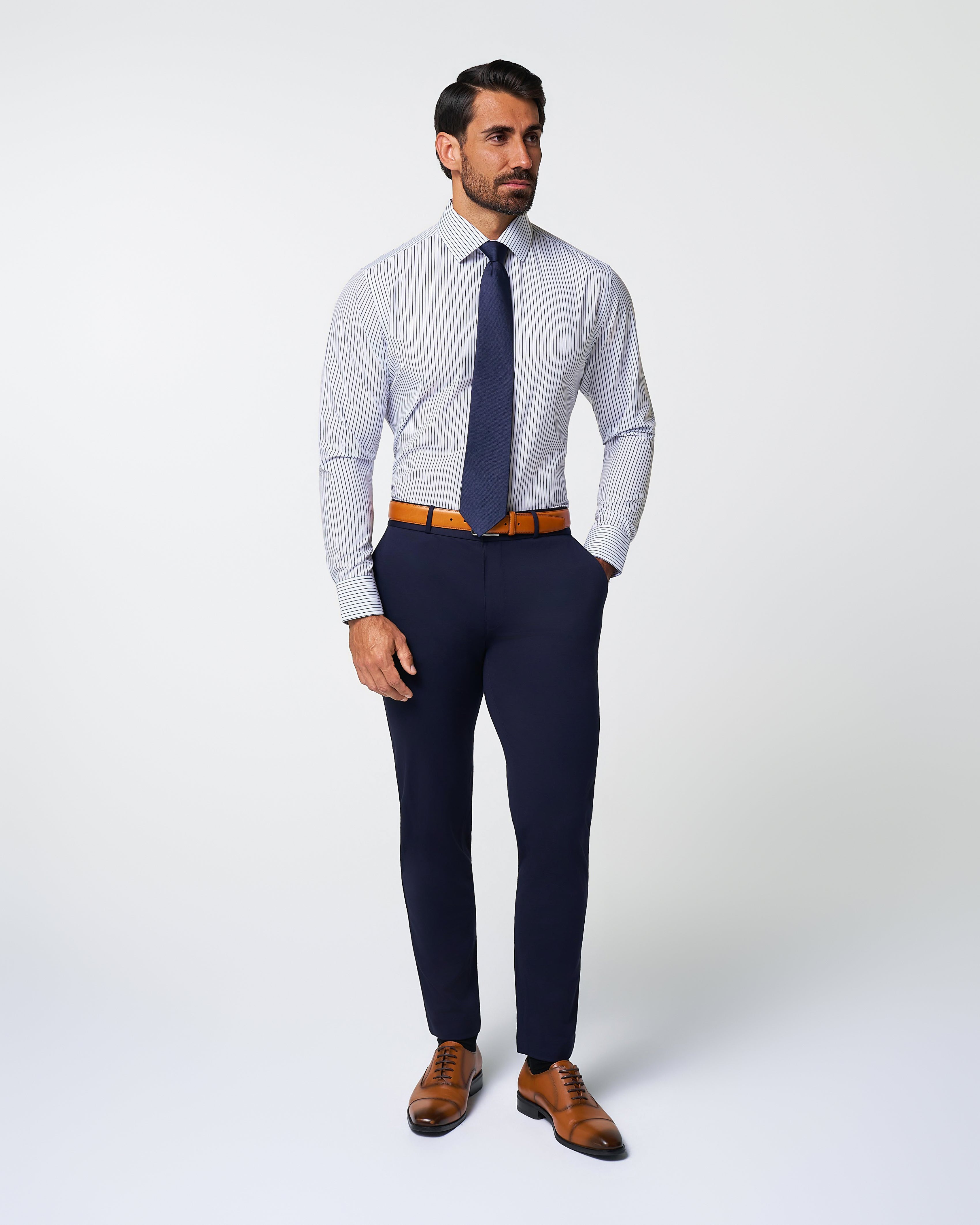 "The Hutton" Navy Pinstripe