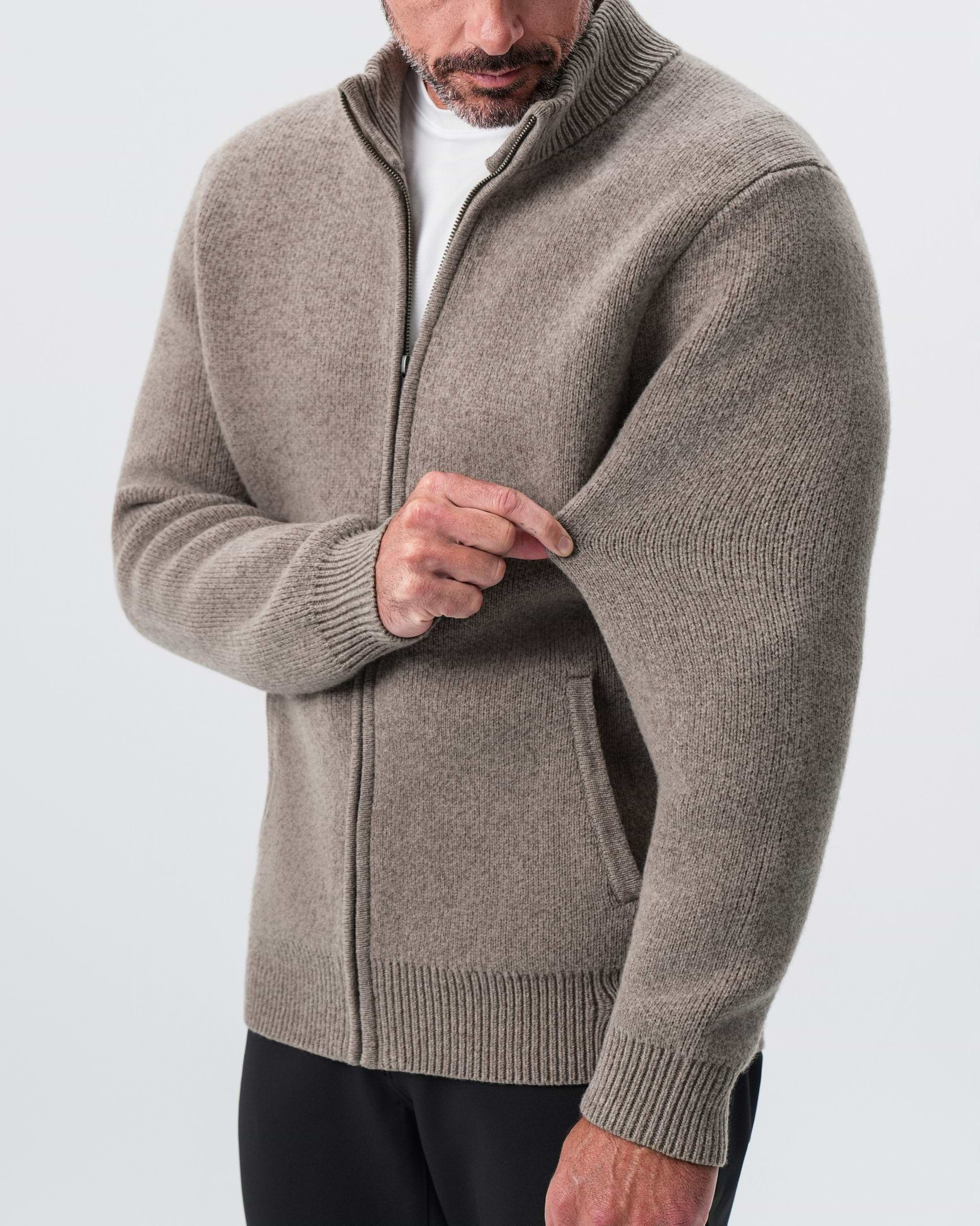 Knit Sweater Bomber - Taupe