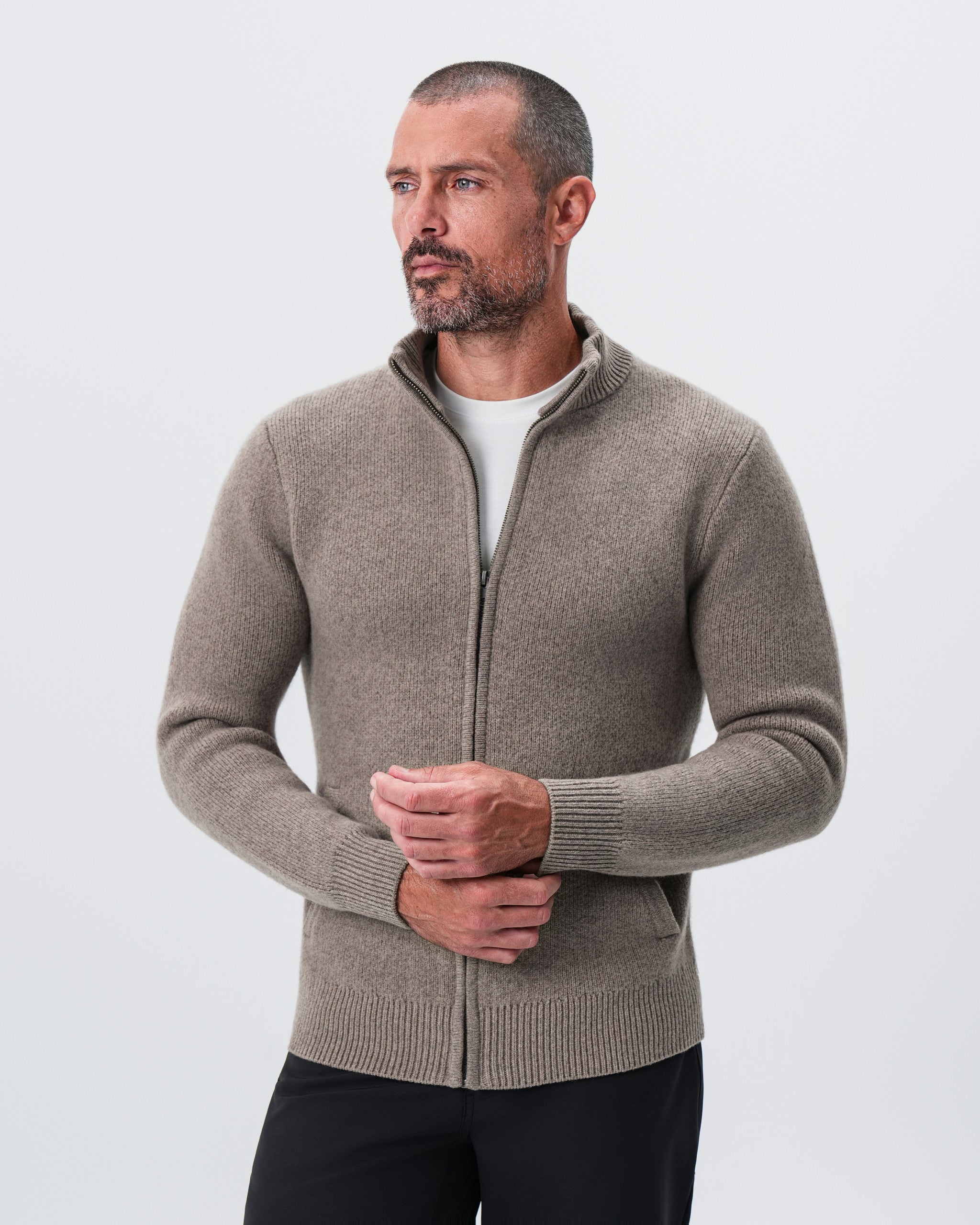 Knit Sweater Bomber - Taupe