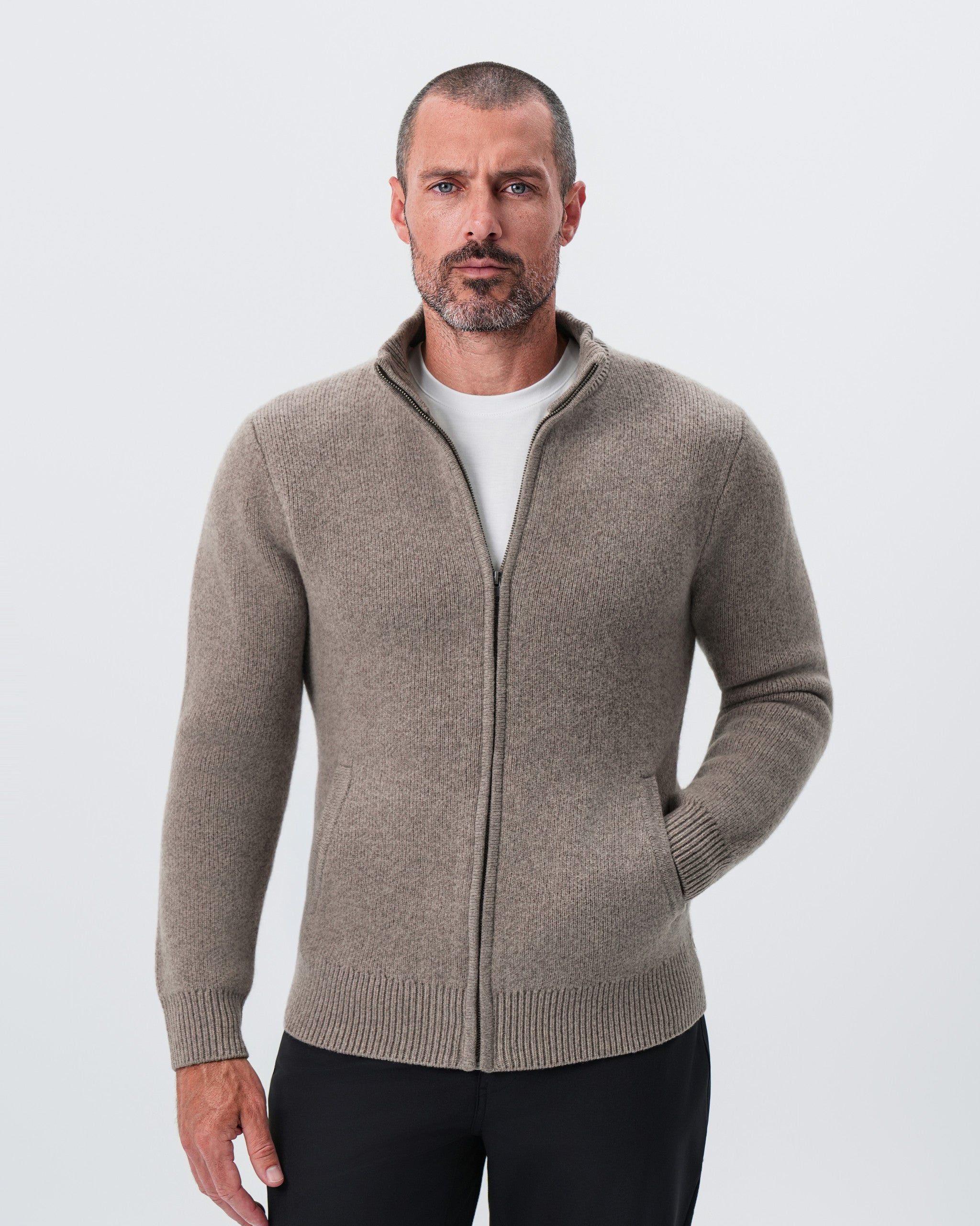 Knit Sweater Bomber - Taupe