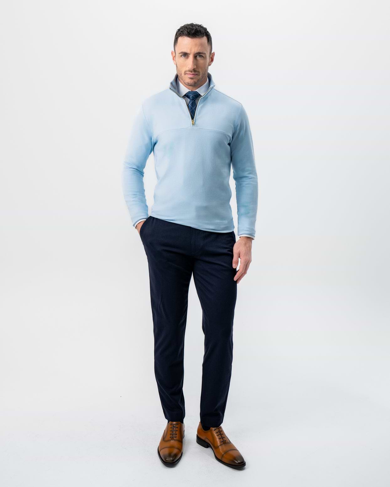 Quarter Zip - Light Blue