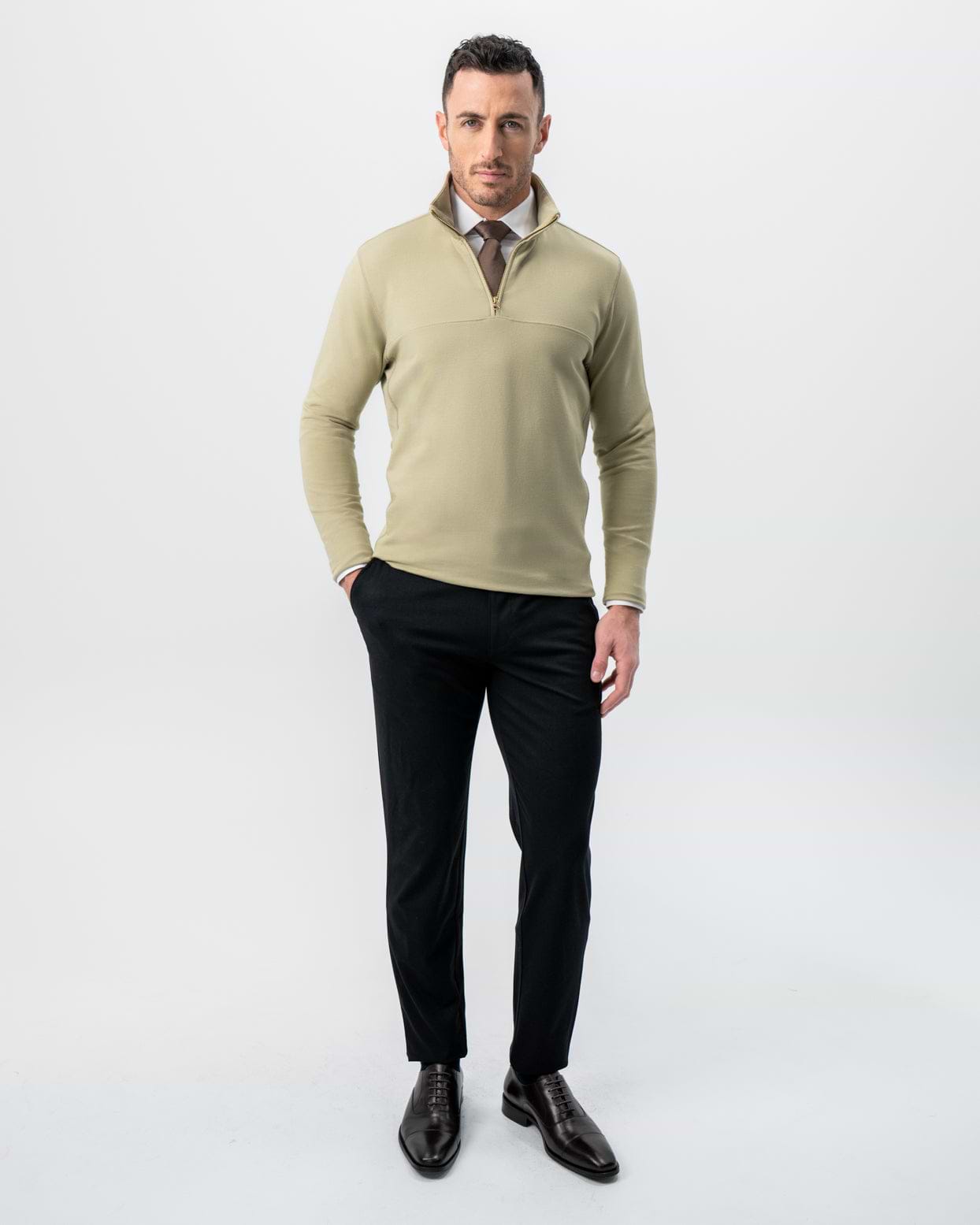 Quarter Zip - Light Olive