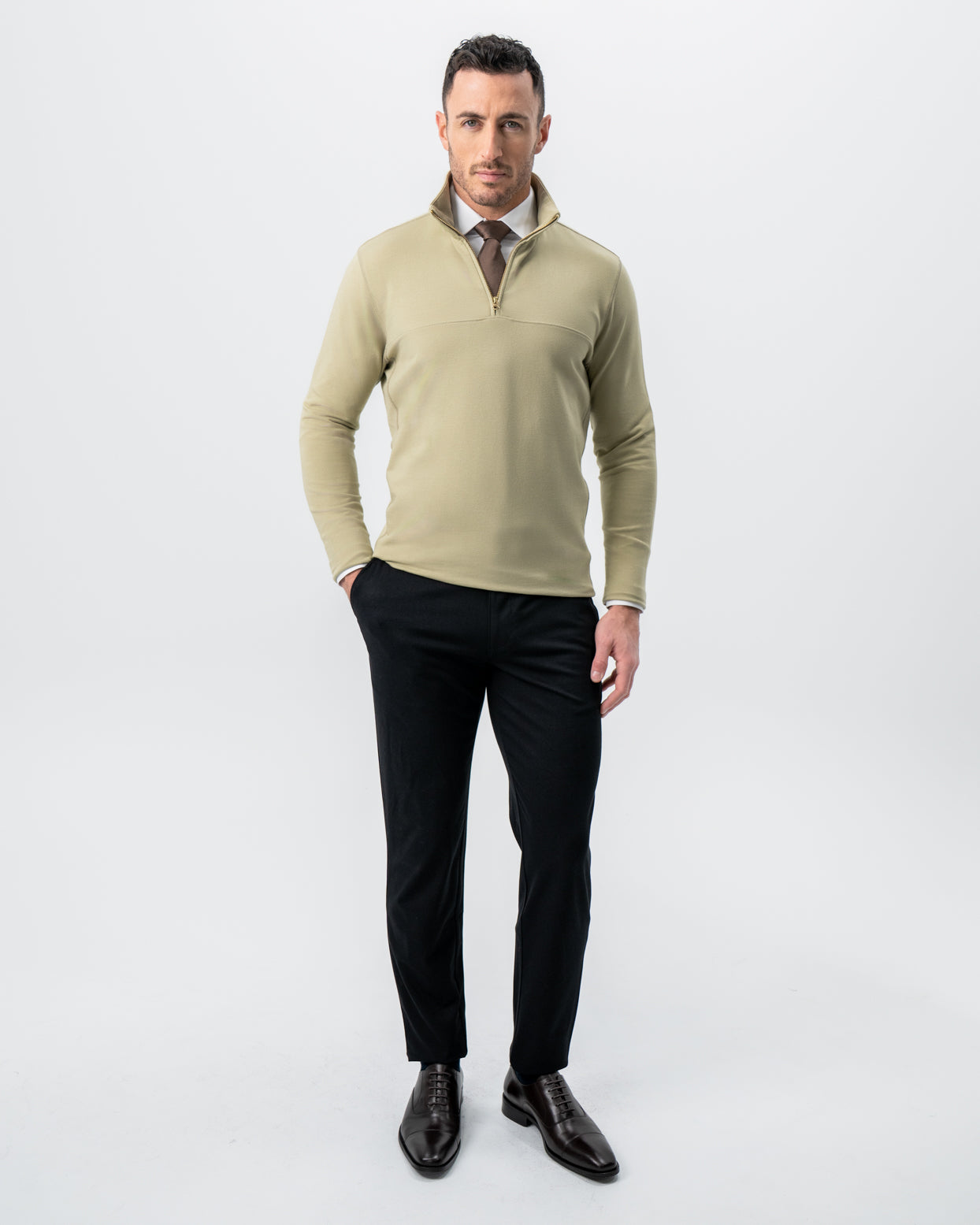 Quarter Zip - Light Olive