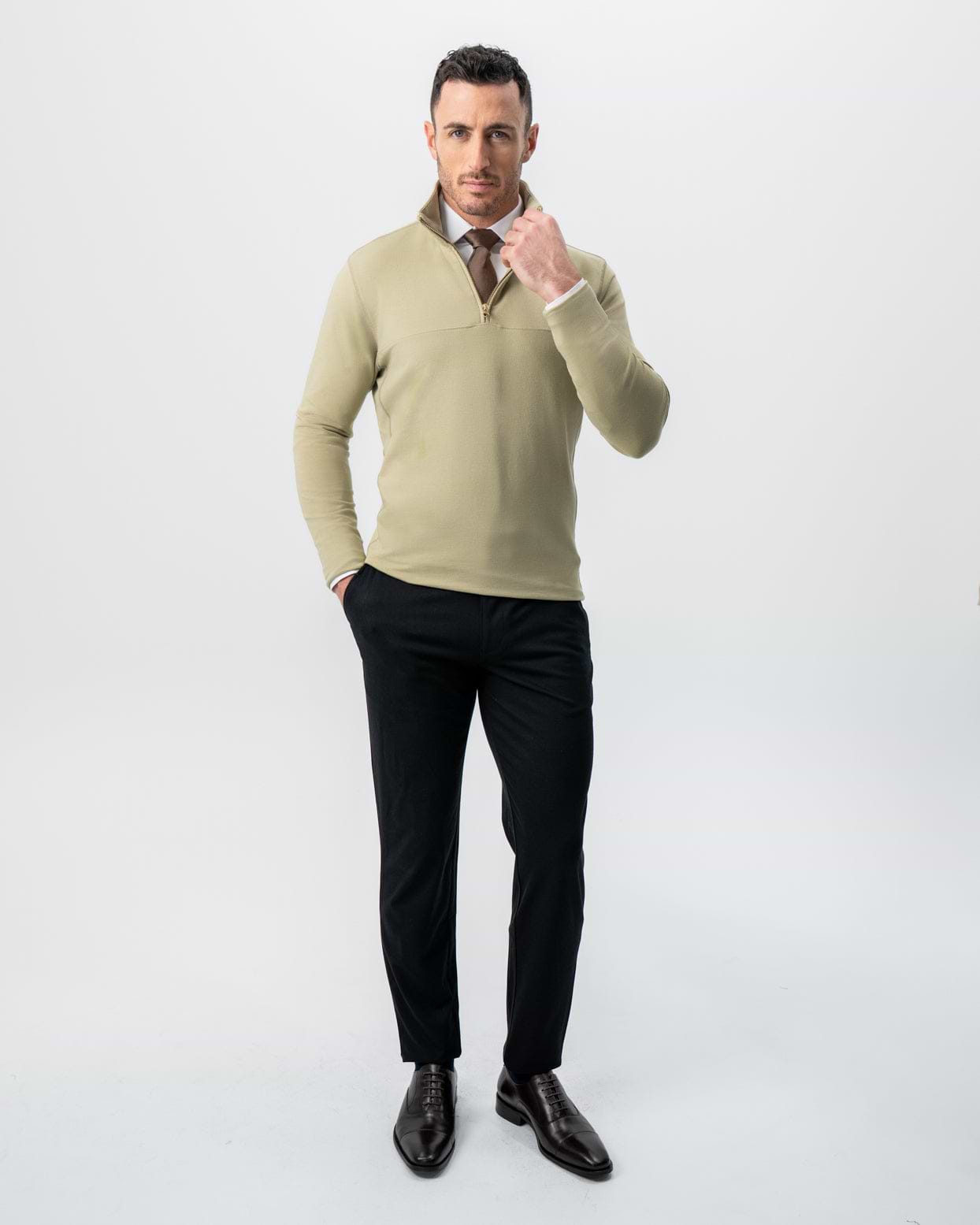 Quarter Zip - Light Olive