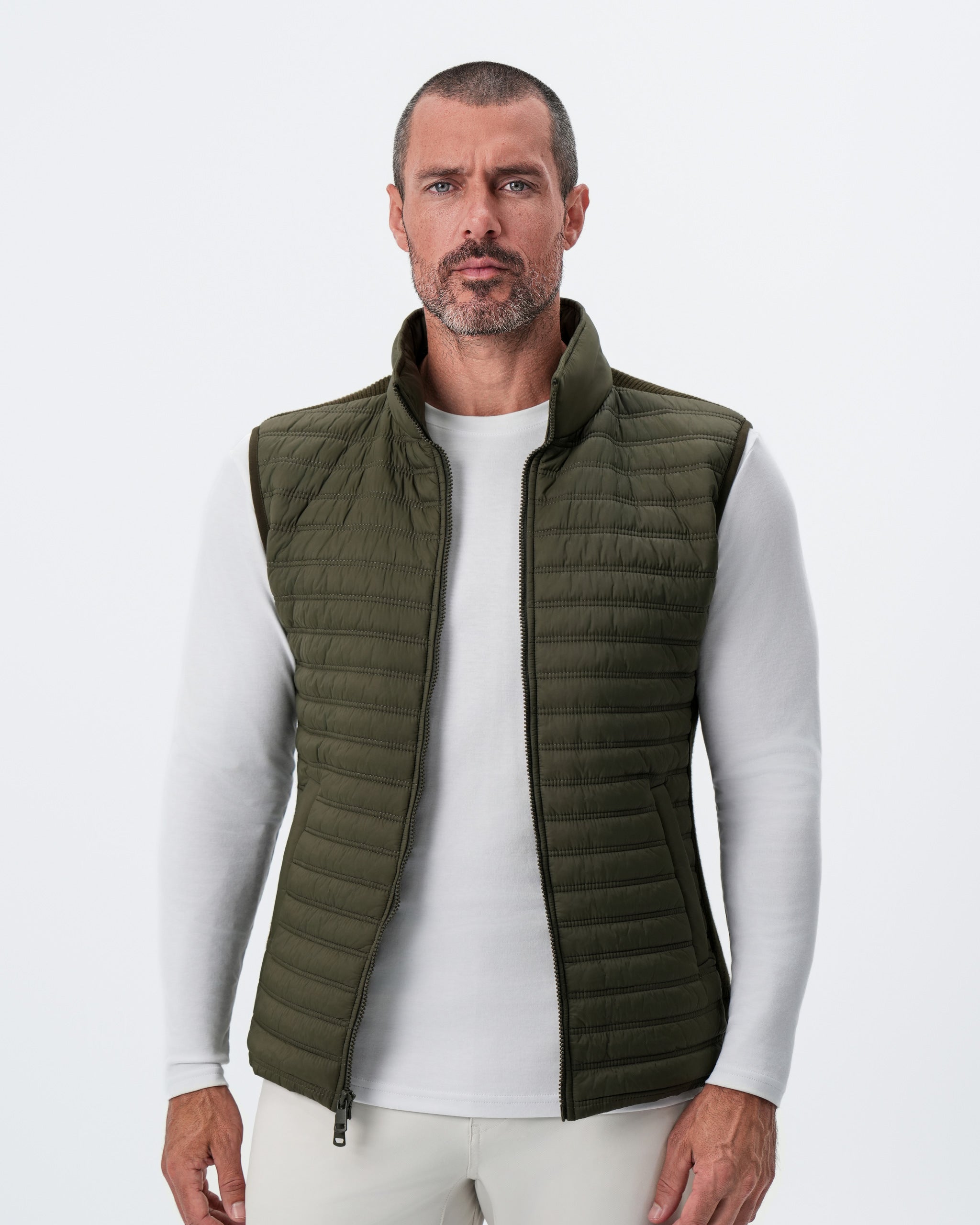 Lightweight Knit Down Vest - Olive
