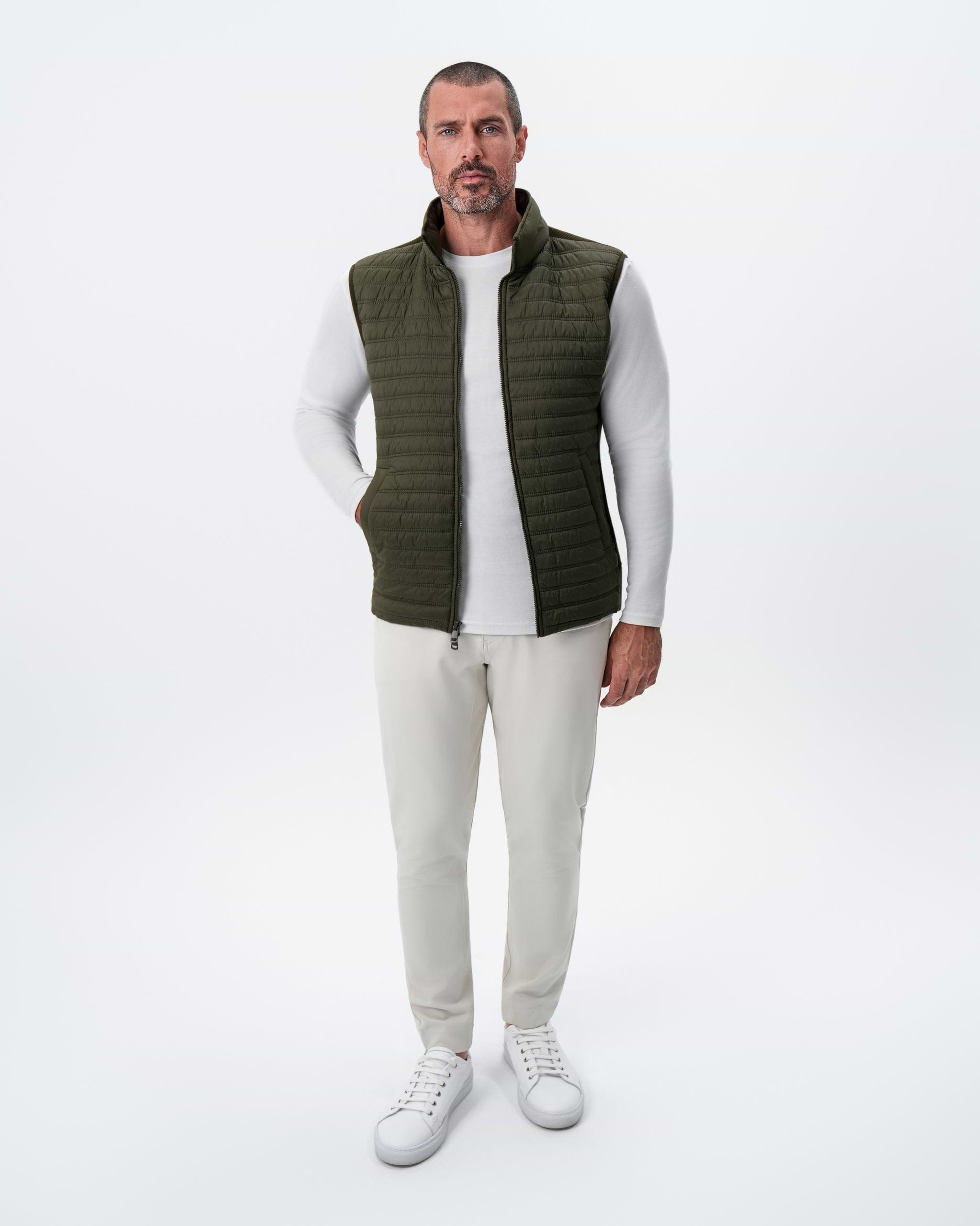 Lightweight Knit Down Vest - Olive