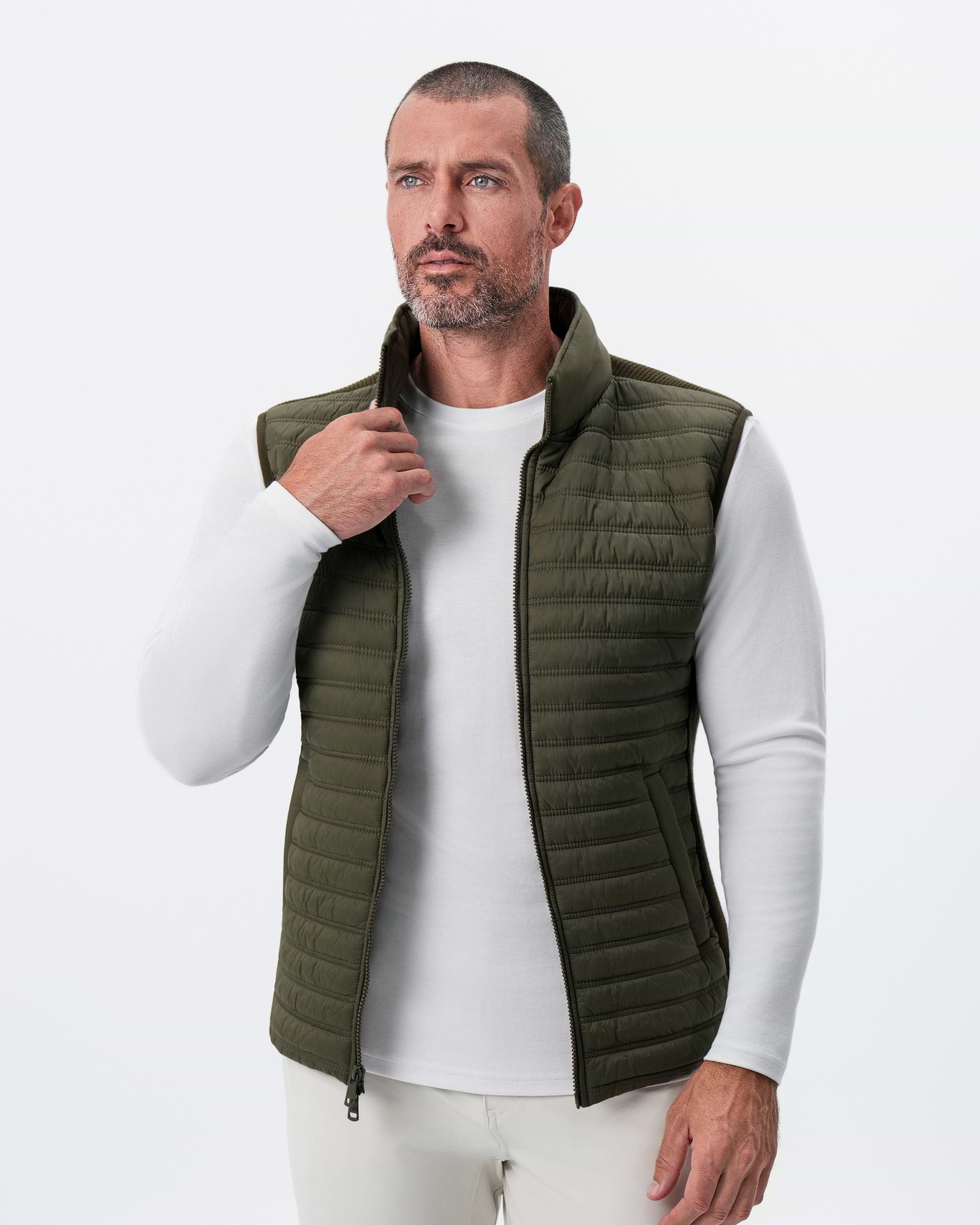 Lightweight Knit Down Vest - Olive