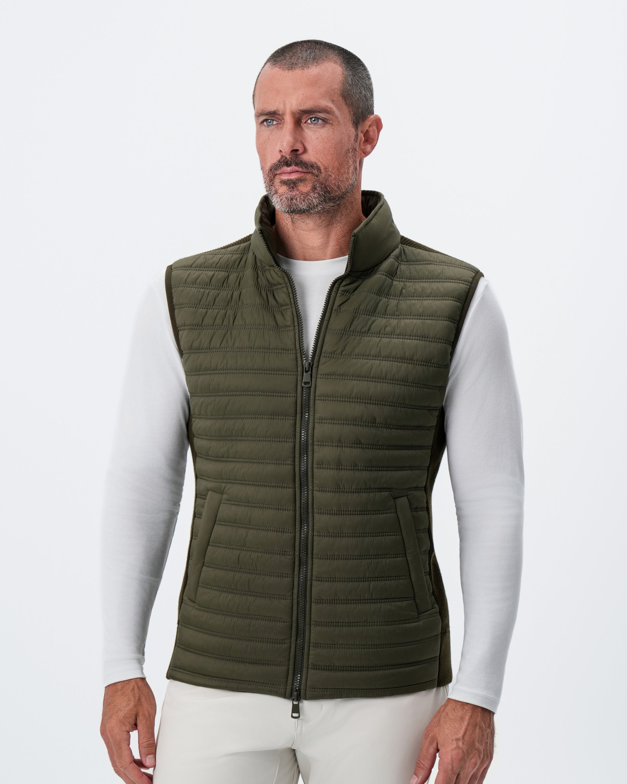 Lightweight Knit Down Vest - Olive