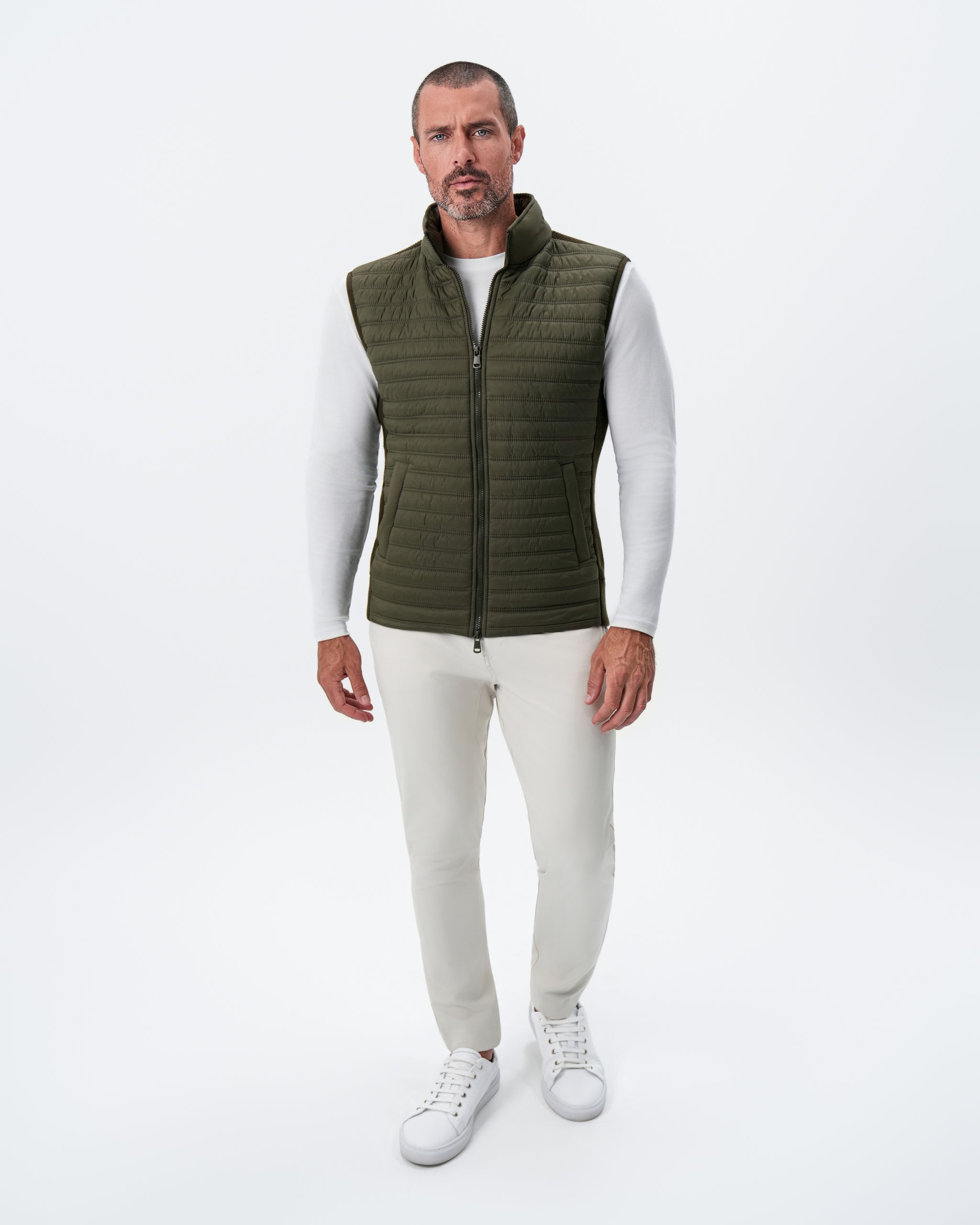 Lightweight Knit Down Vest - Olive