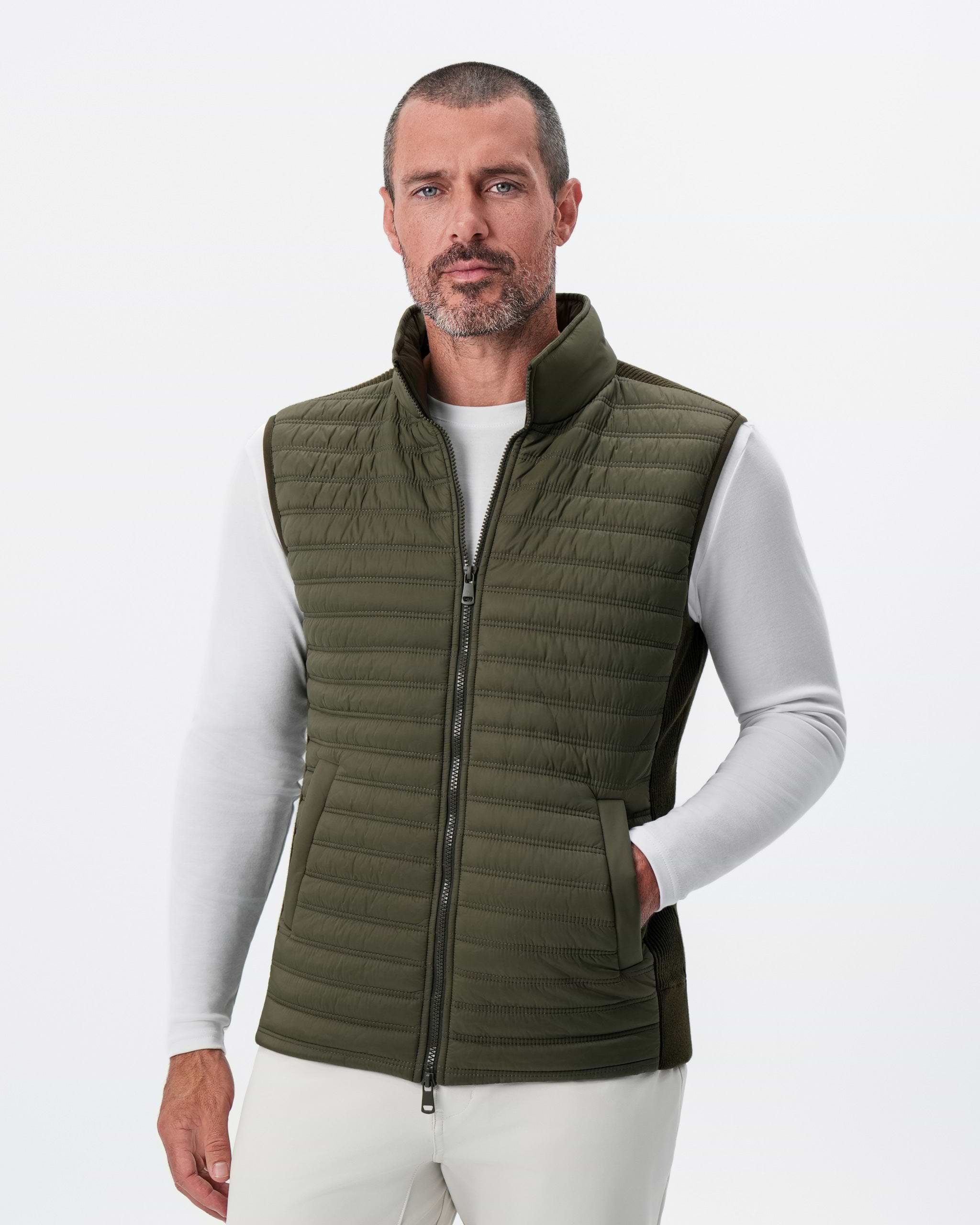 Lightweight Knit Down Vest - Olive