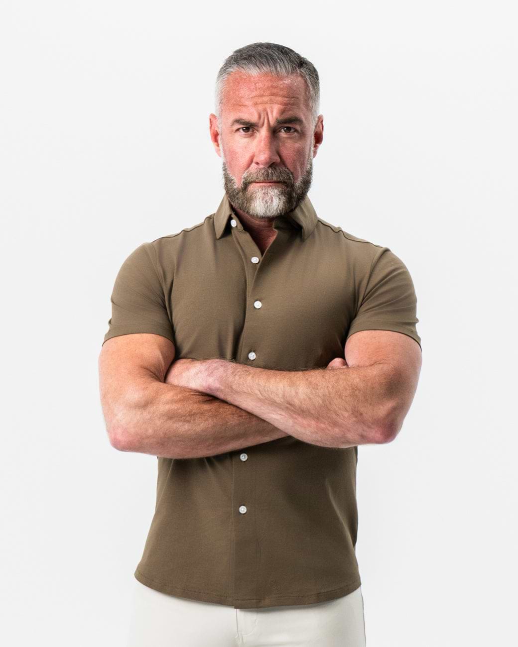 "The Lincoln" Olive Short Sleeve Button Down