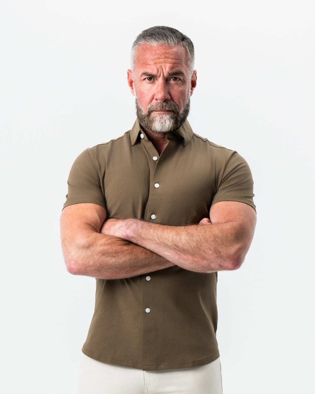 "The Lincoln" Olive Short Sleeve Button Down