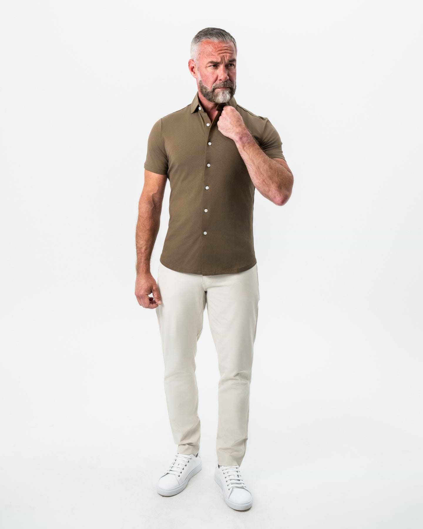"The Lincoln" Olive Short Sleeve Button Down