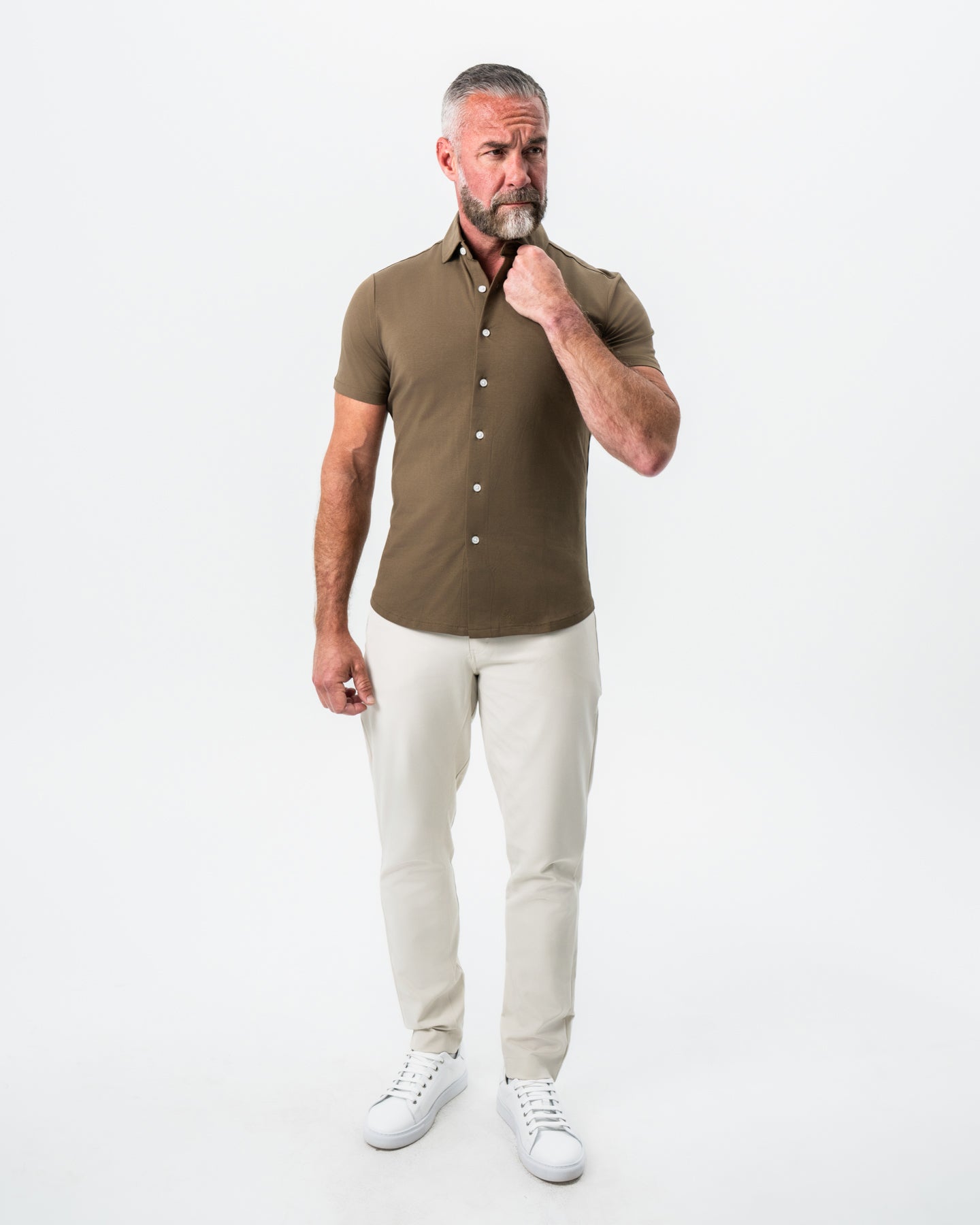 "The Lincoln" Olive Short Sleeve Button Down