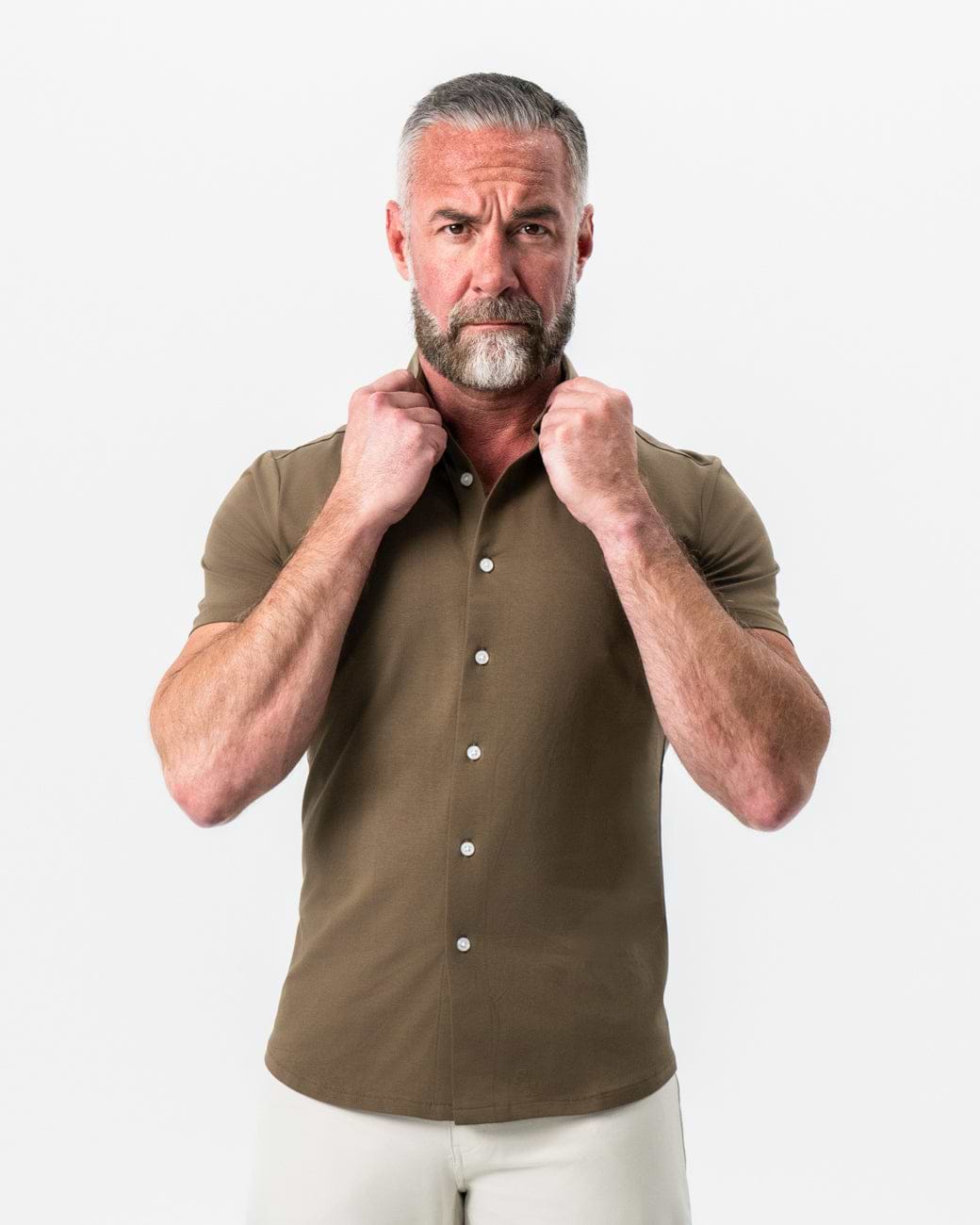 "The Lincoln" Olive Short Sleeve Button Down