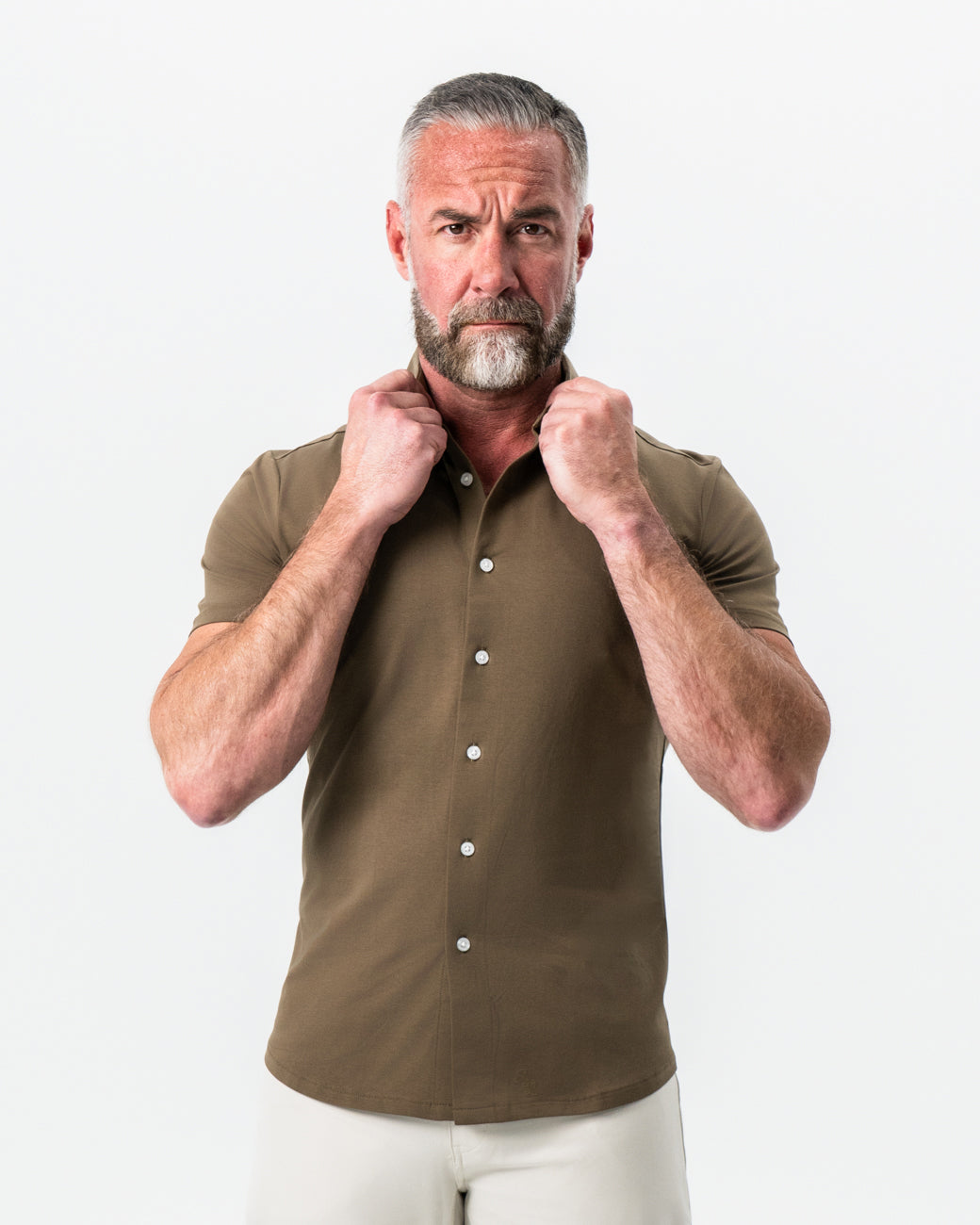 "The Lincoln" Olive Short Sleeve Button Down