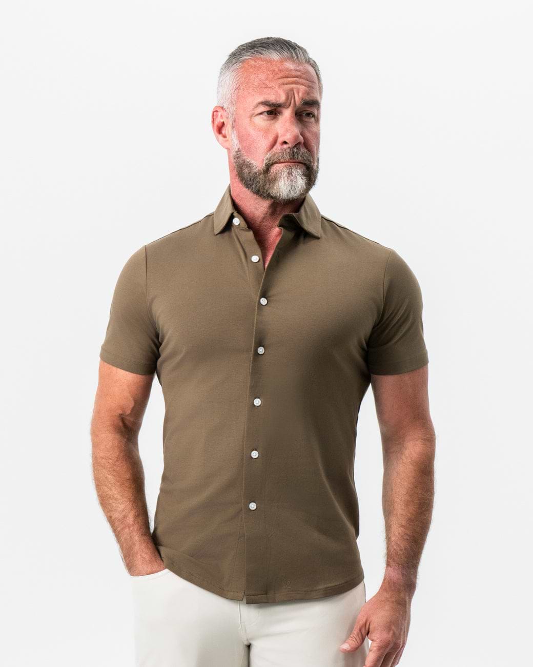 "The Lincoln" Olive Short Sleeve Button Down