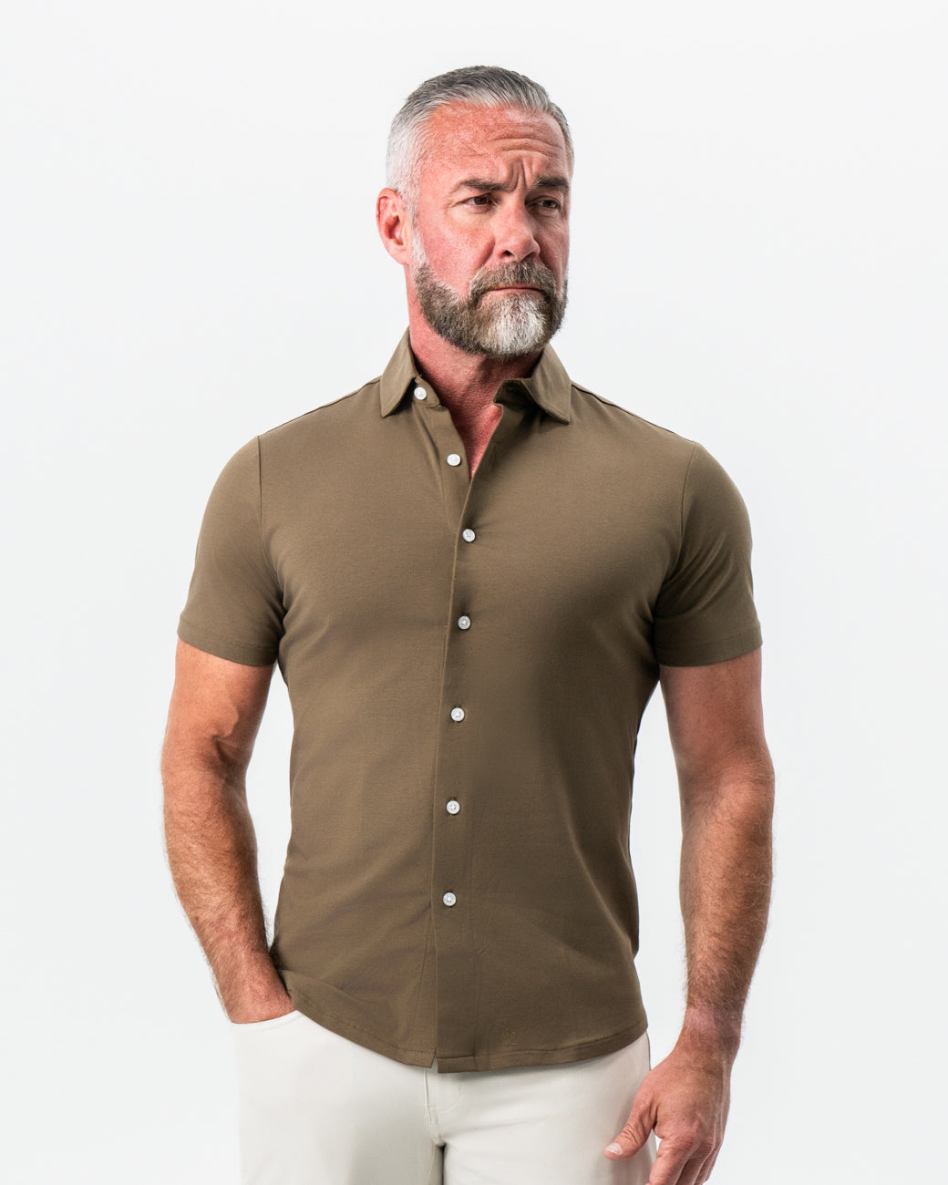 "The Lincoln" Olive Short Sleeve Button Down