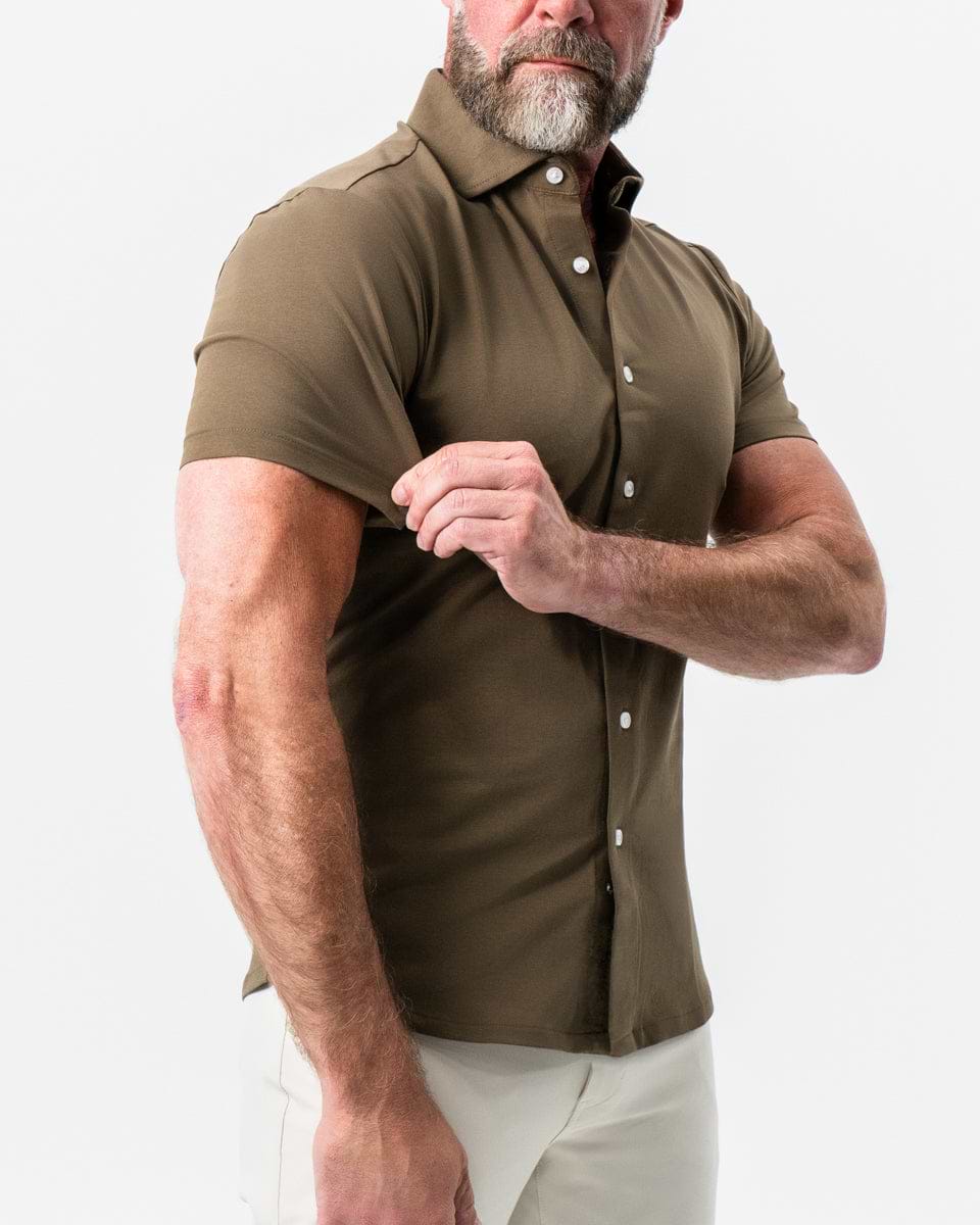 "The Lincoln" Olive Short Sleeve Button Down