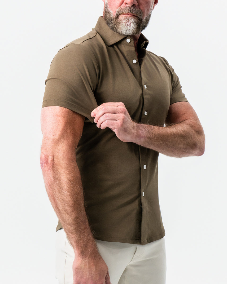"The Lincoln" Olive Short Sleeve Button Down