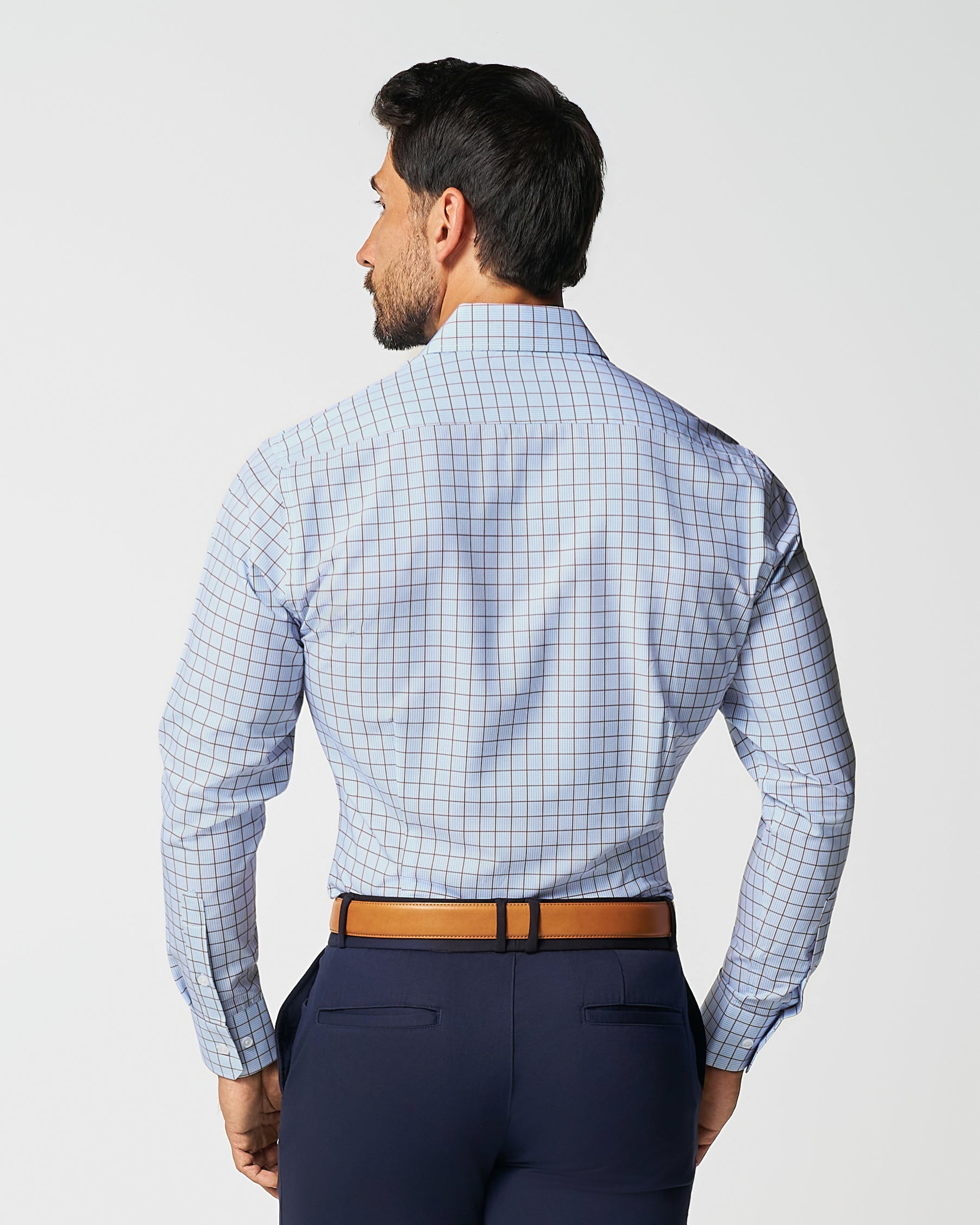 "The Marcus" Brown, White, & Light Blue Windowpane