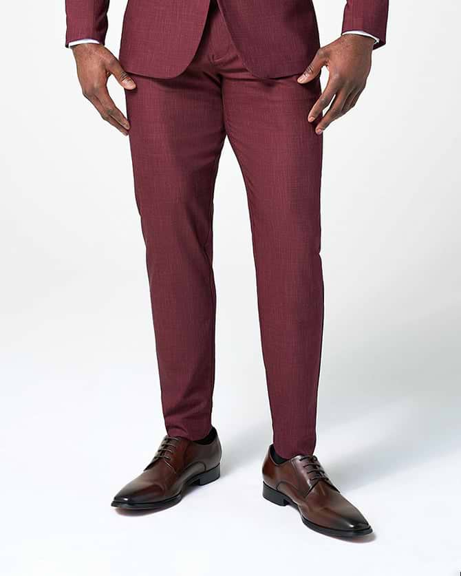 Athletic Fit Stretch Suit Pants - Heathered Maroon