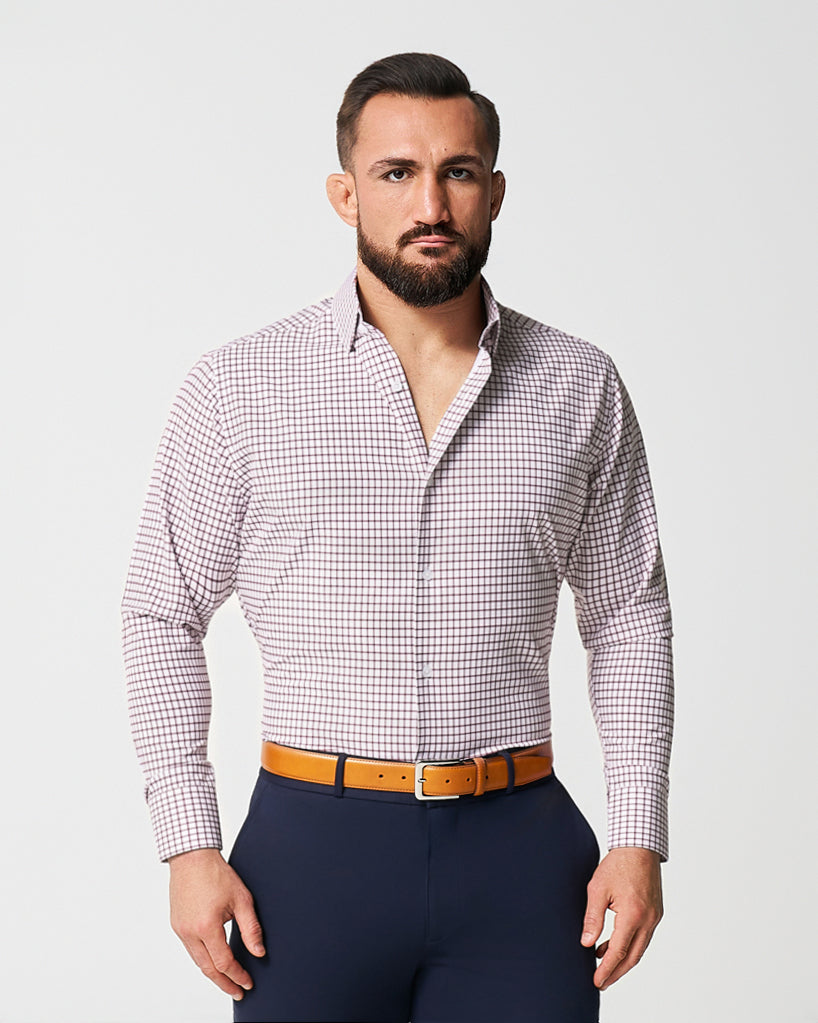 "The Maurice" Maroon Windowpane