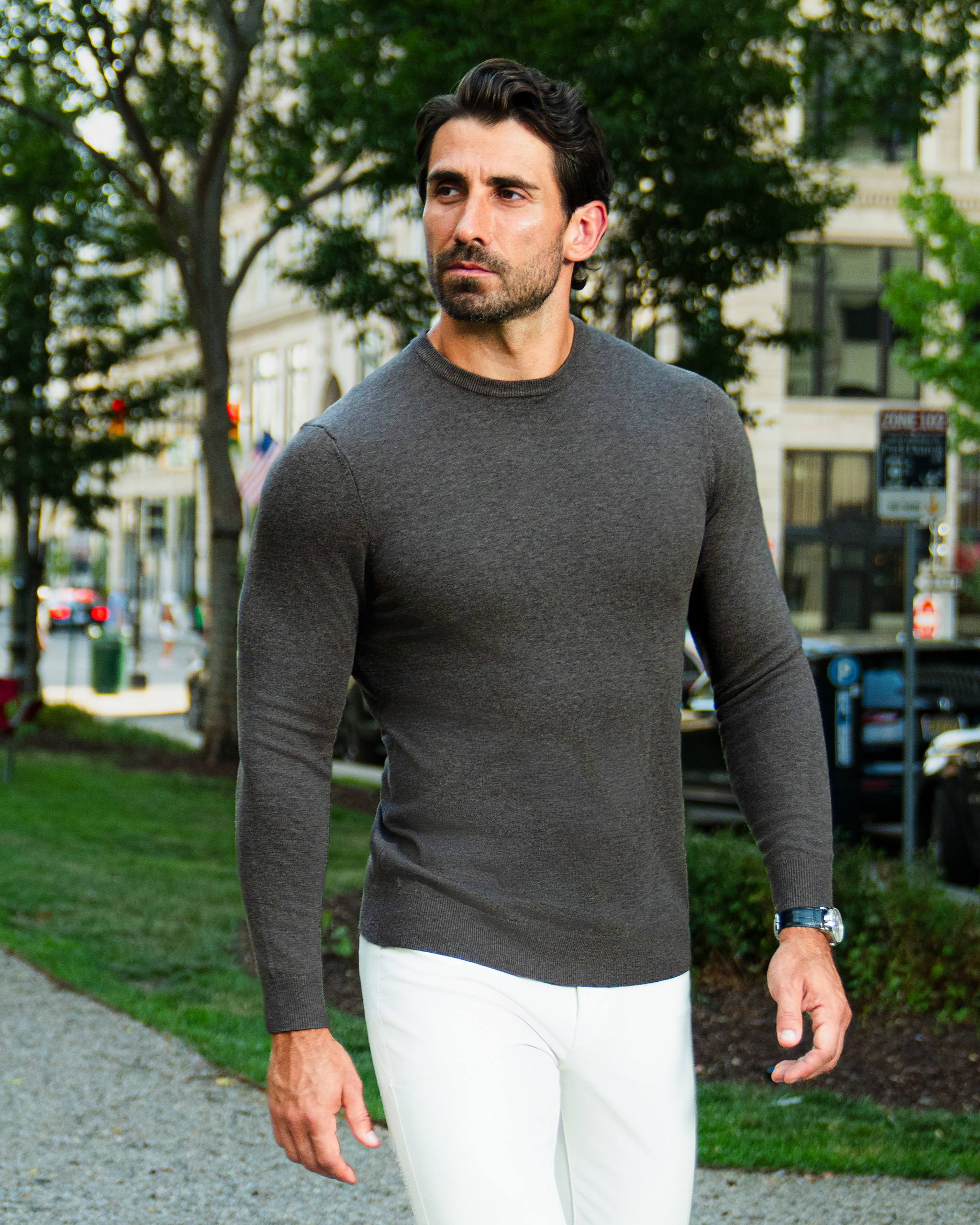Mid-Weight Wool Crewneck - Brown