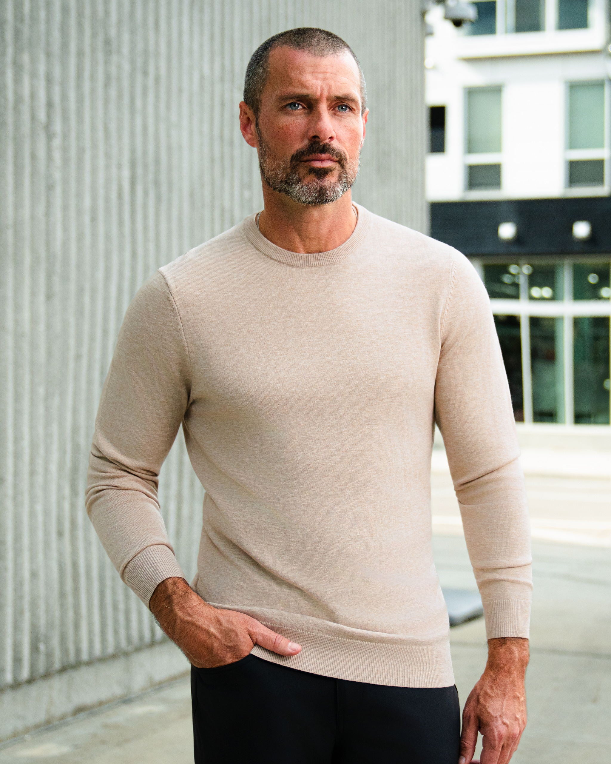 Mid-Weight Wool Crewneck - Tan