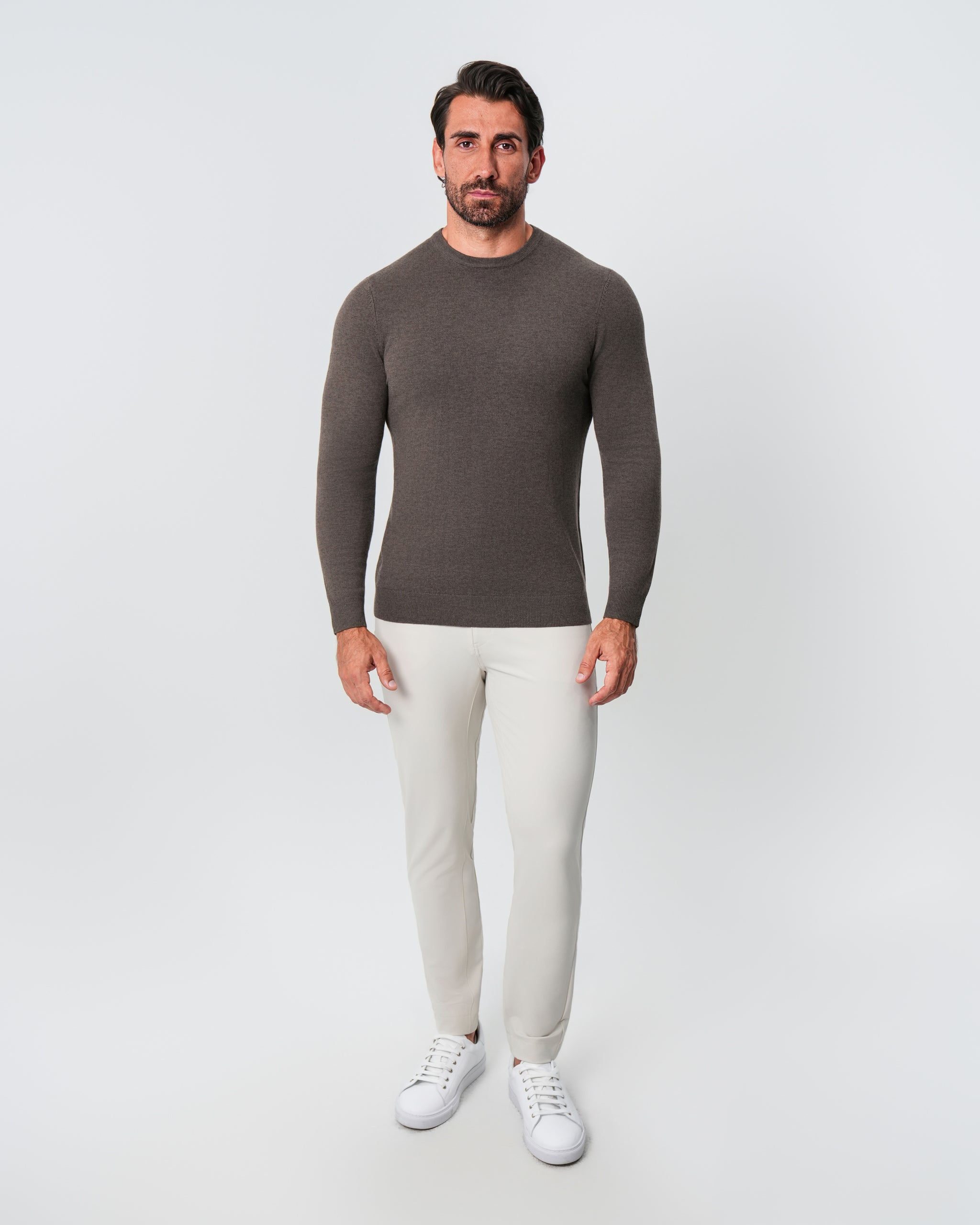 Mid-Weight Wool Crewneck - Brown