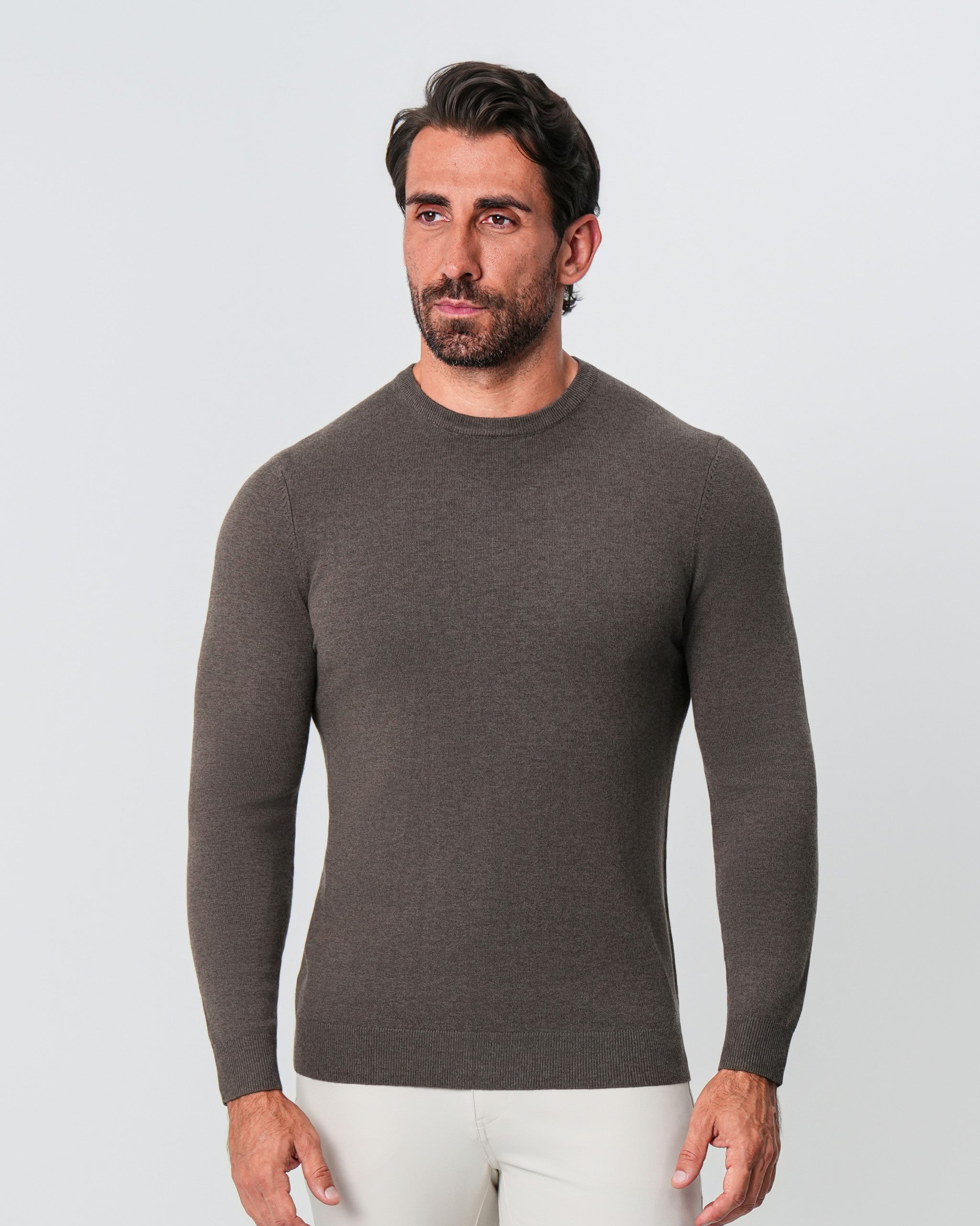 Mid-Weight Wool Crewneck - Brown