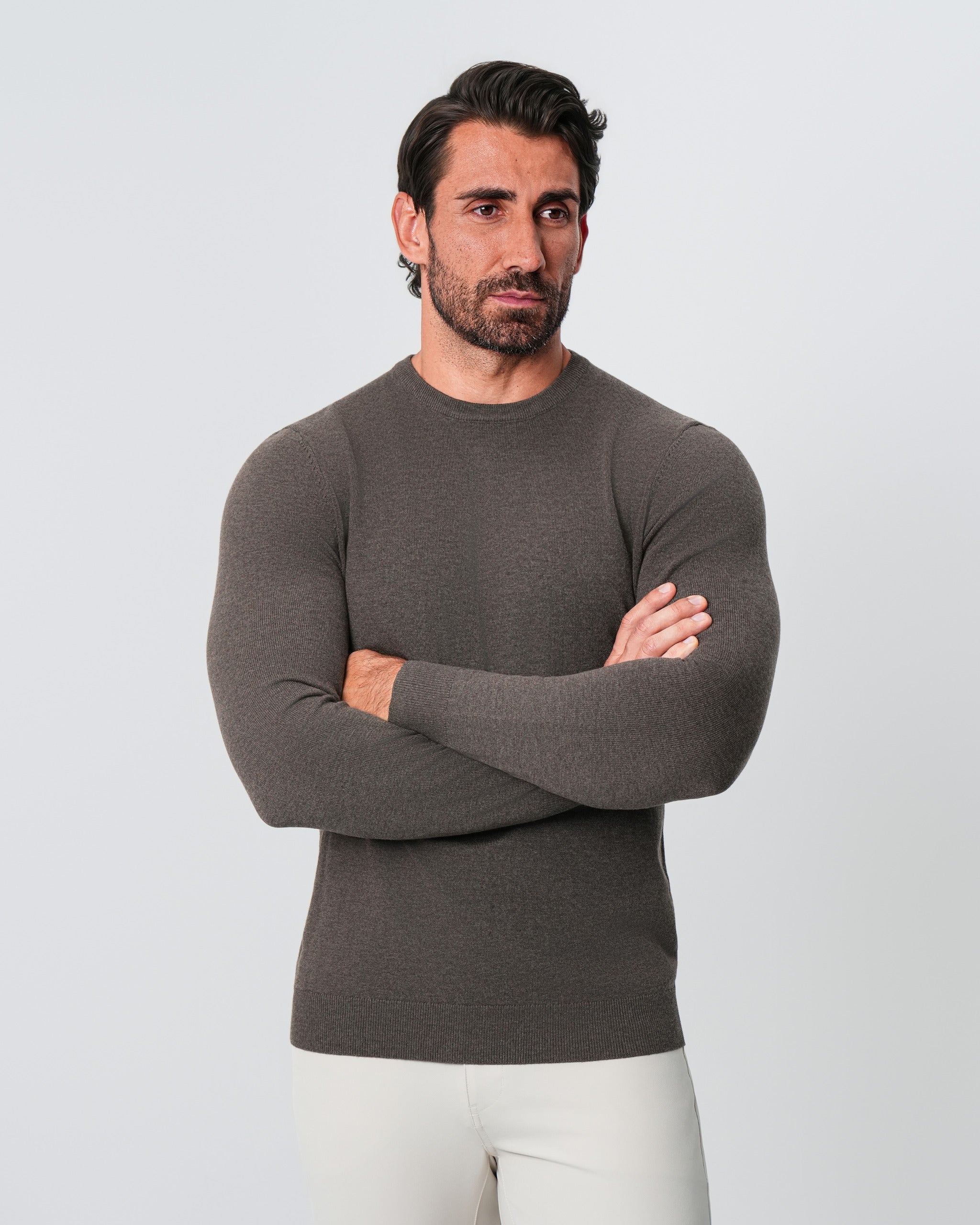 Mid-Weight Wool Crewneck - Brown