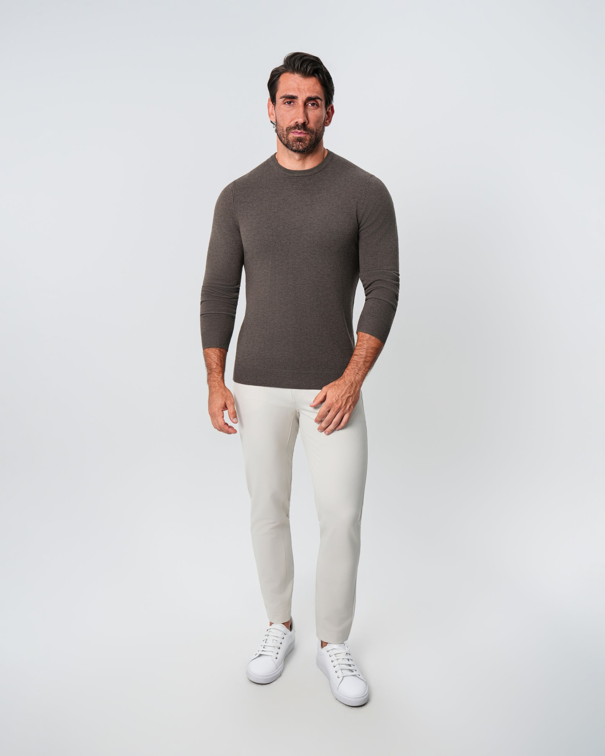 Mid-Weight Wool Crewneck - Brown