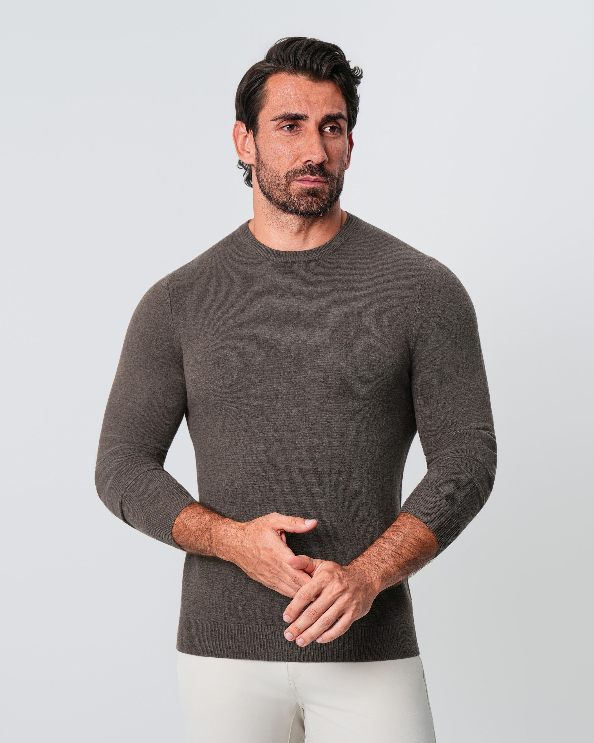 Mid-Weight Wool Crewneck - Brown