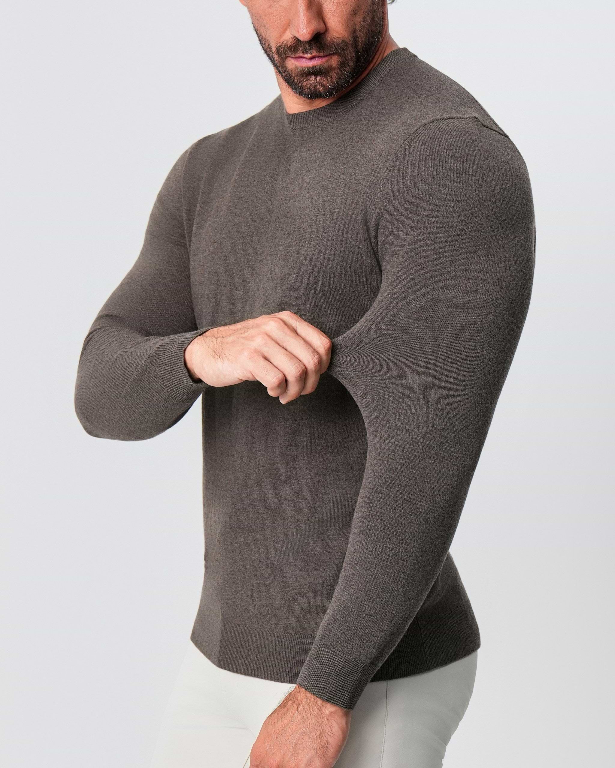 Mid-Weight Wool Crewneck - Brown