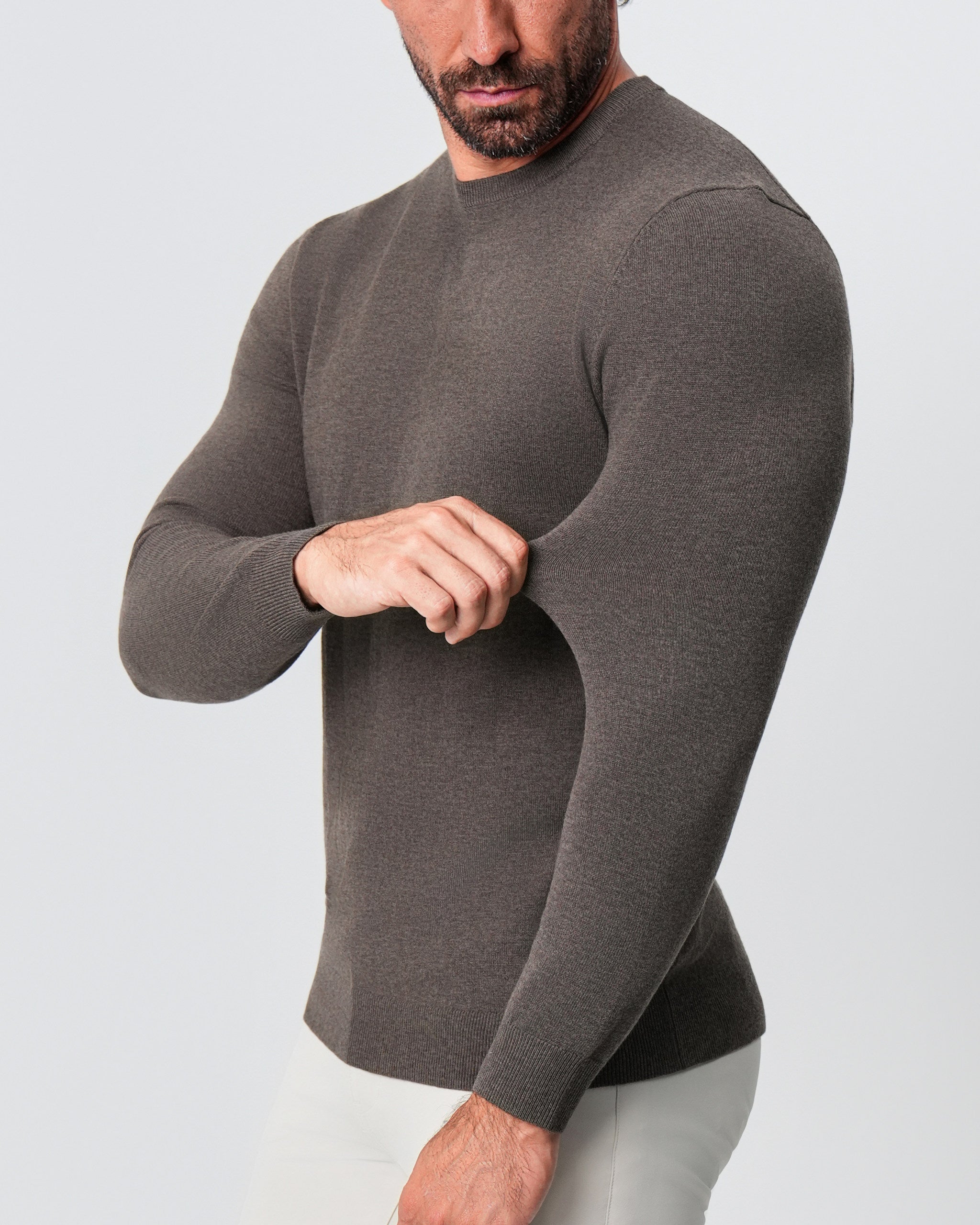 Mid-Weight Wool Crewneck - Brown