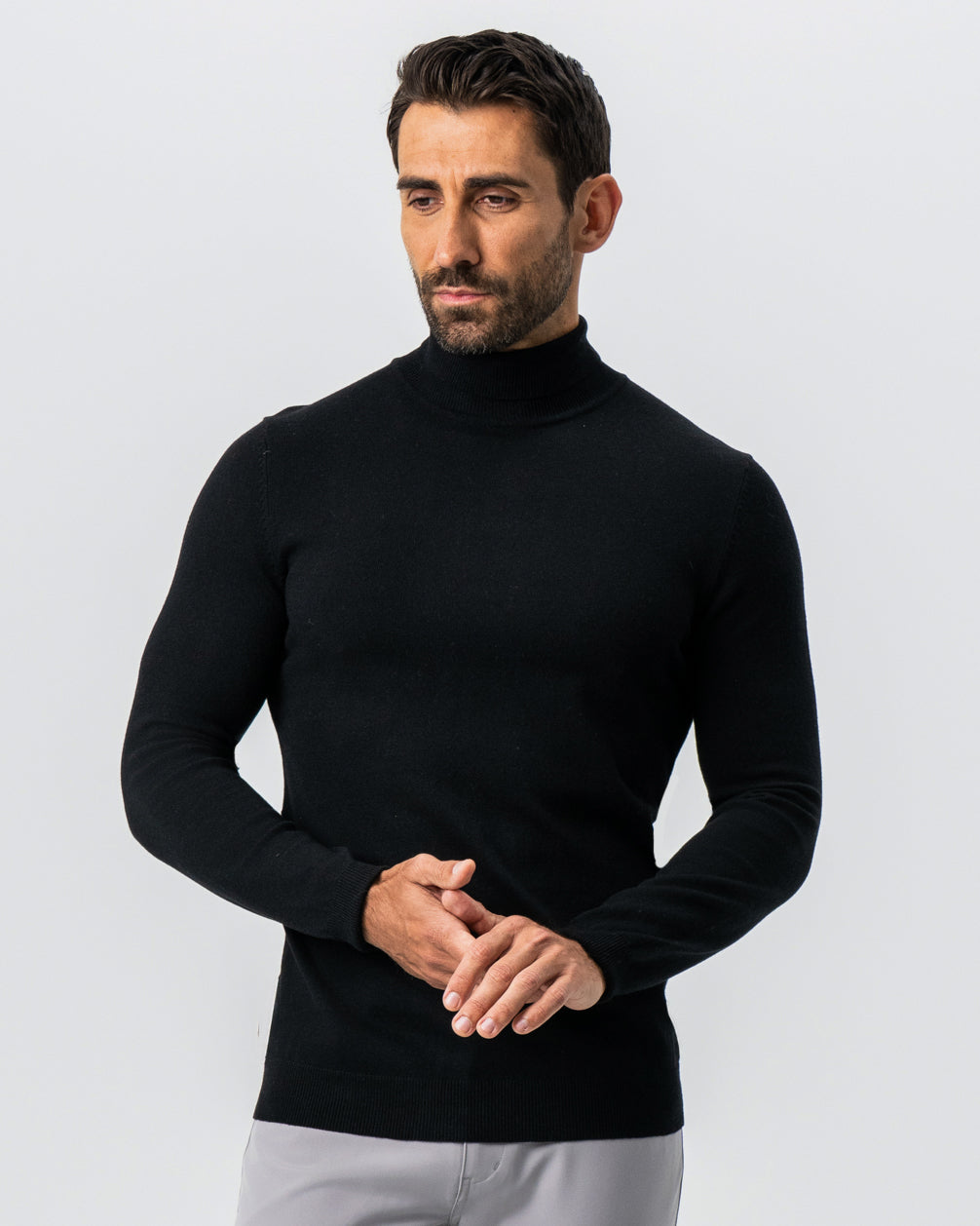 Mid-Weight Wool Turtleneck - Black