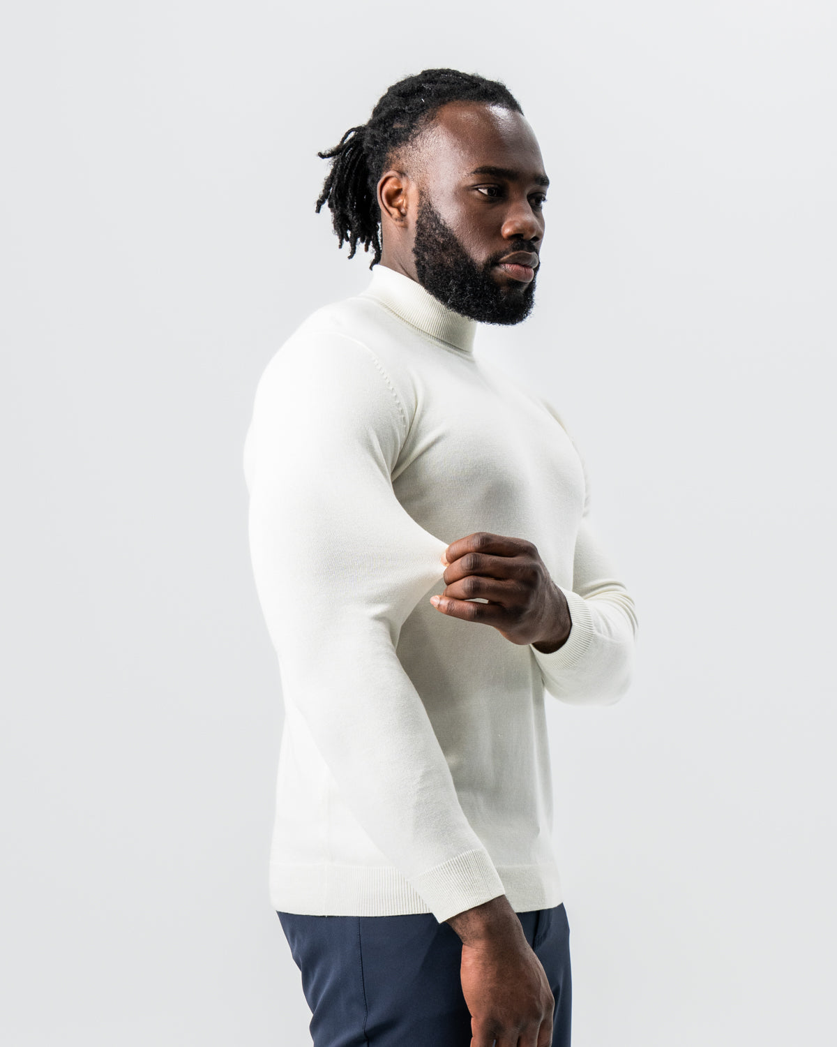 Mid-Weight Wool Turtleneck - Cream