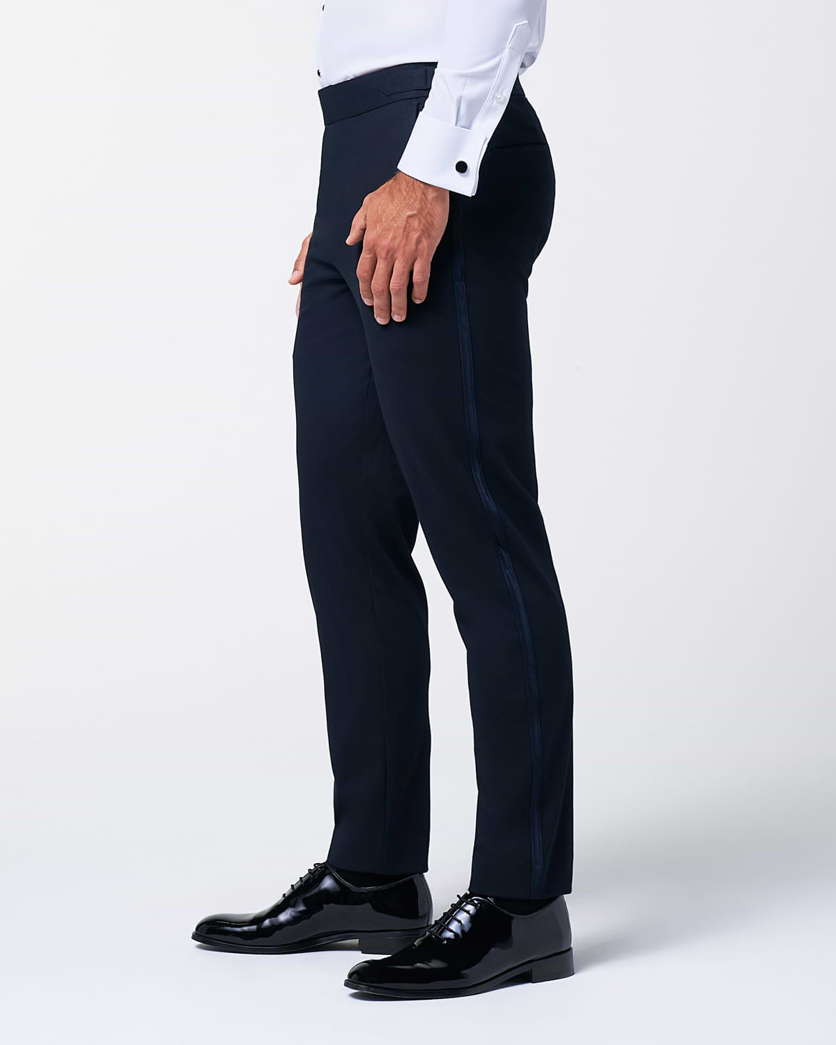 Athletic Fit Stretch Tuxedo Pants - Navy With Navy Stripe