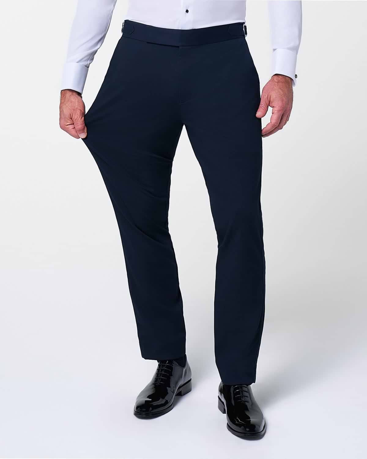 Athletic Fit Stretch Tuxedo Pants - Navy With Navy Stripe
