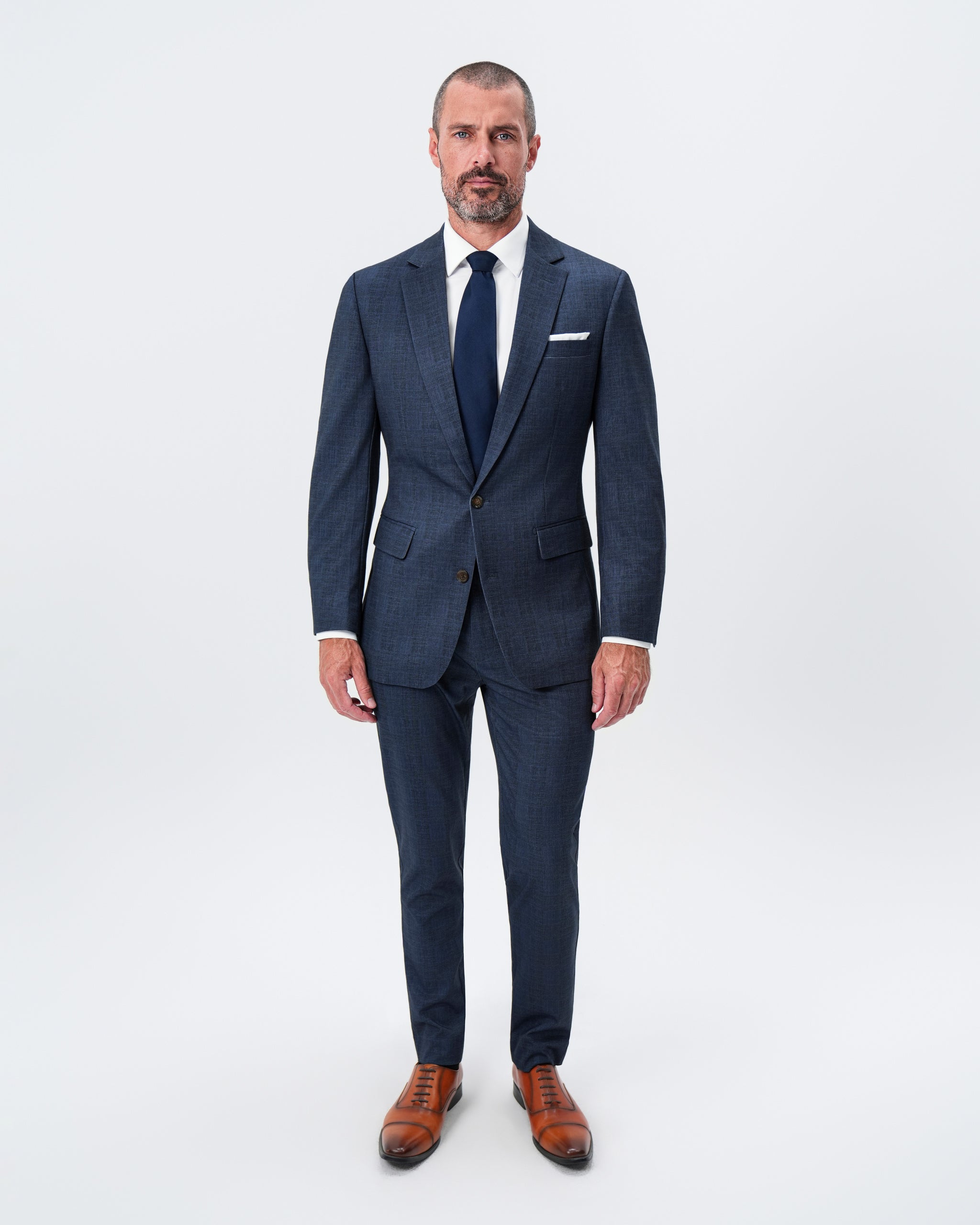 Athletic Fit Stretch Blazer - Oxford Blue Plaid