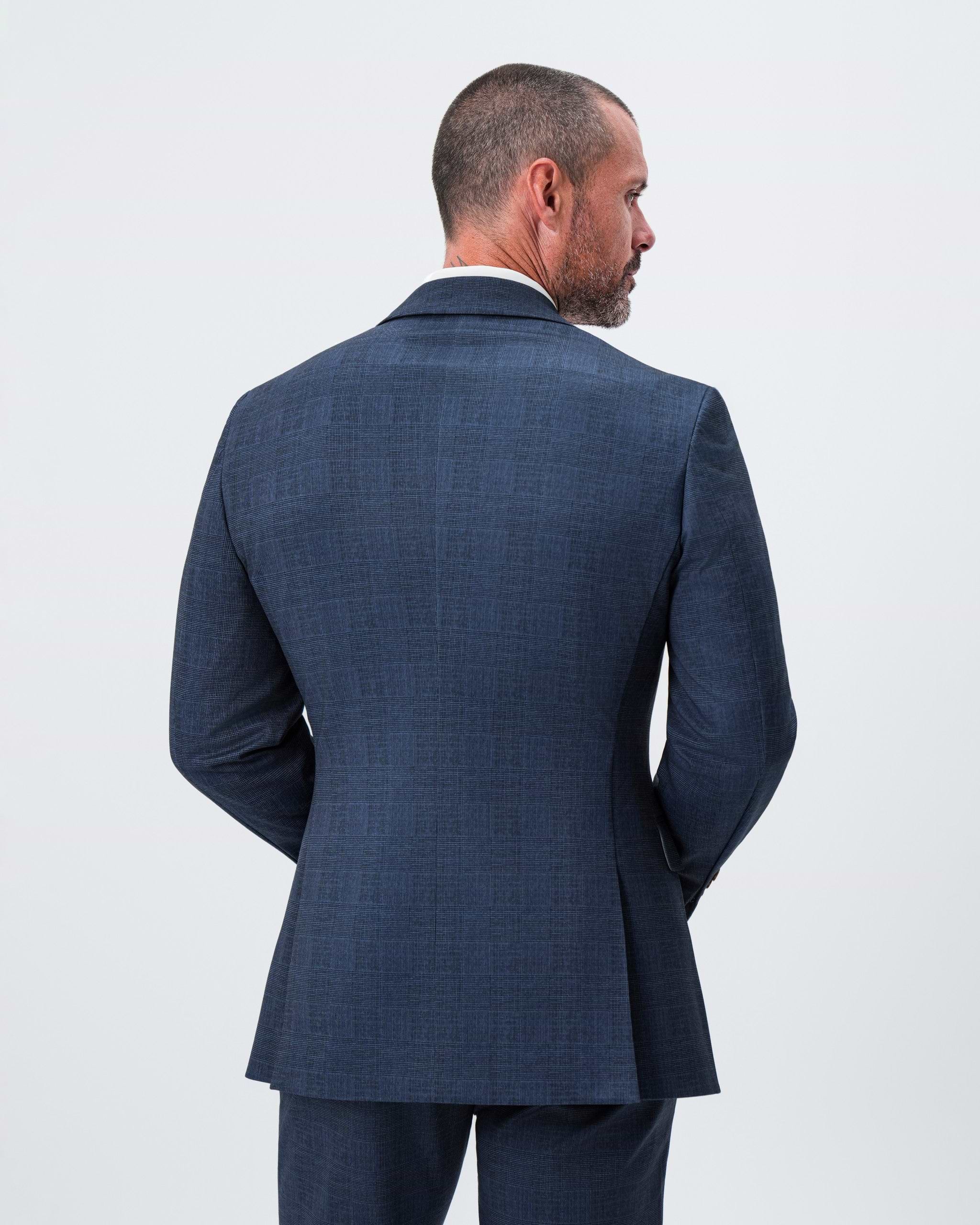 Athletic Fit Stretch Blazer - Oxford Blue Plaid