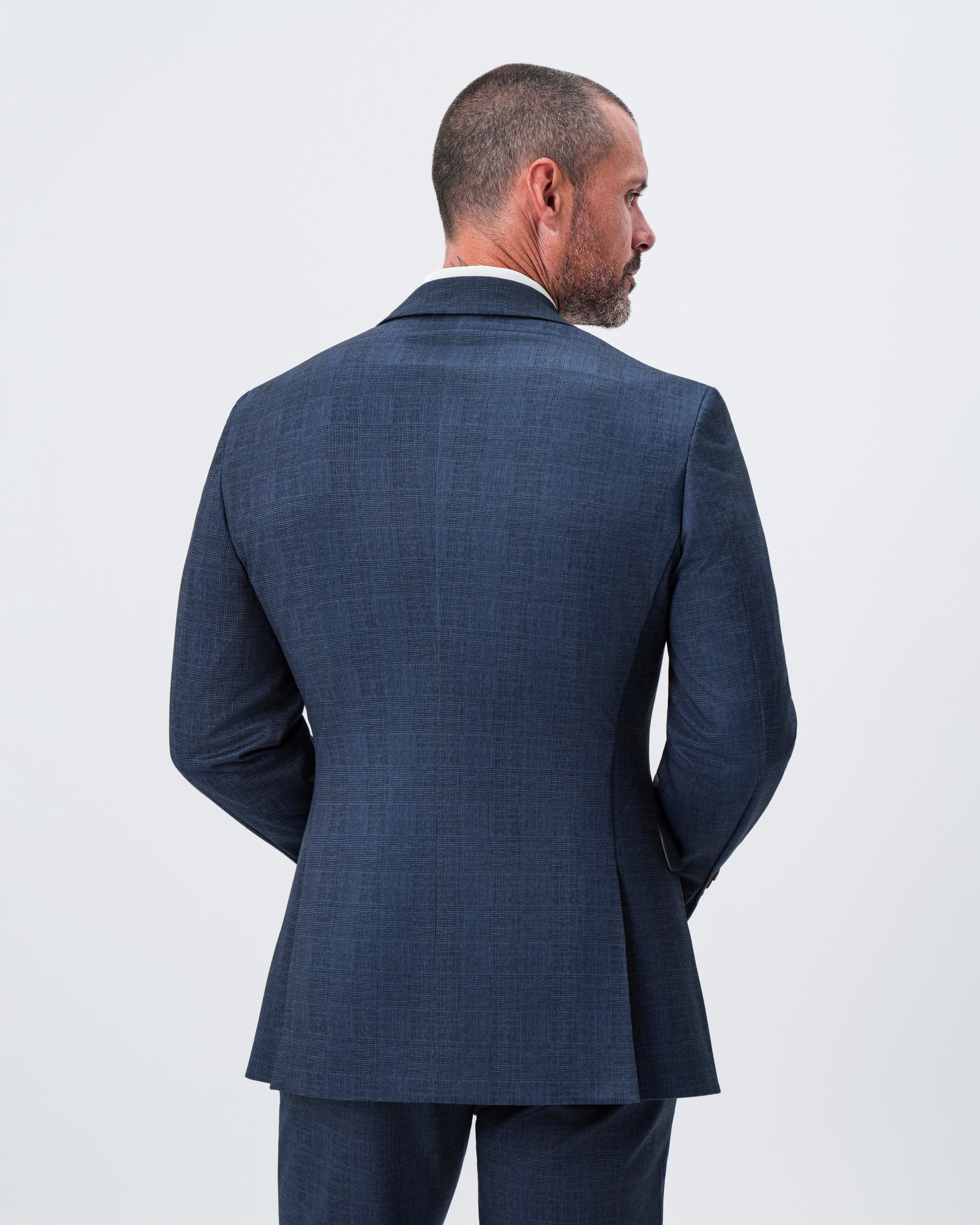 Athletic Fit Stretch Blazer - Oxford Blue Plaid